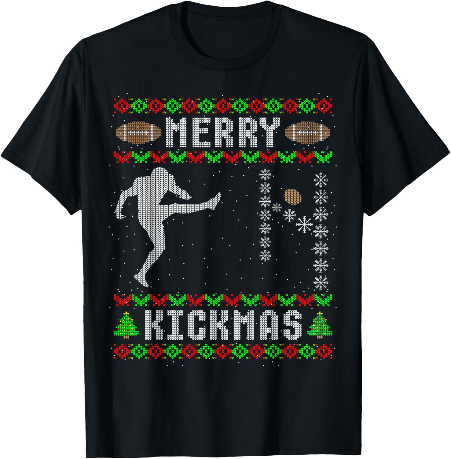 Funny Ugly Christmas Football Sport Team Kicker T-Shirt - T-Shirt | Black
