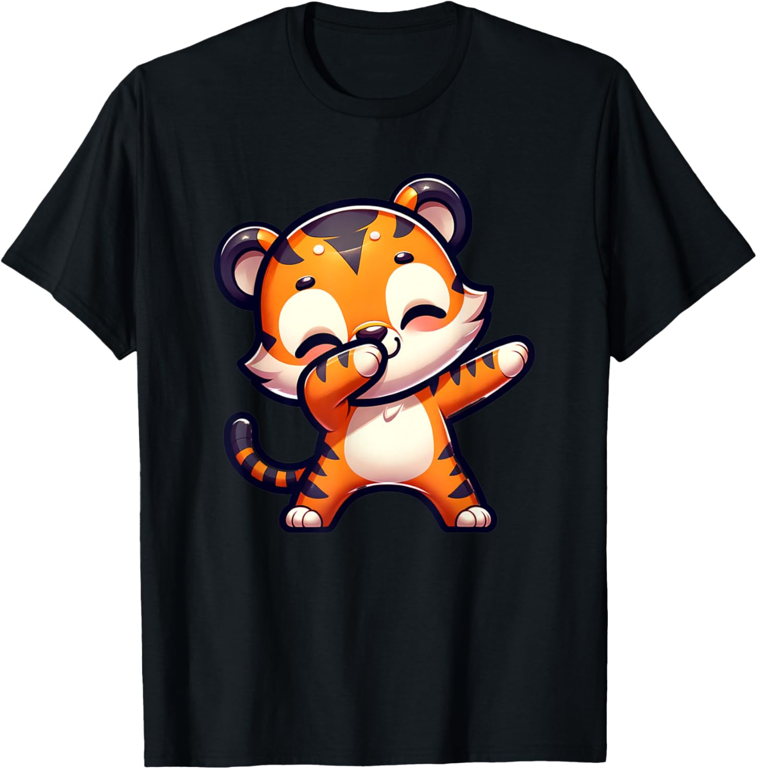 Dabbing Tiger Cub Cute Big Cat Lover Tween Girls Graphic T-Shirt - T-Shirt | Black