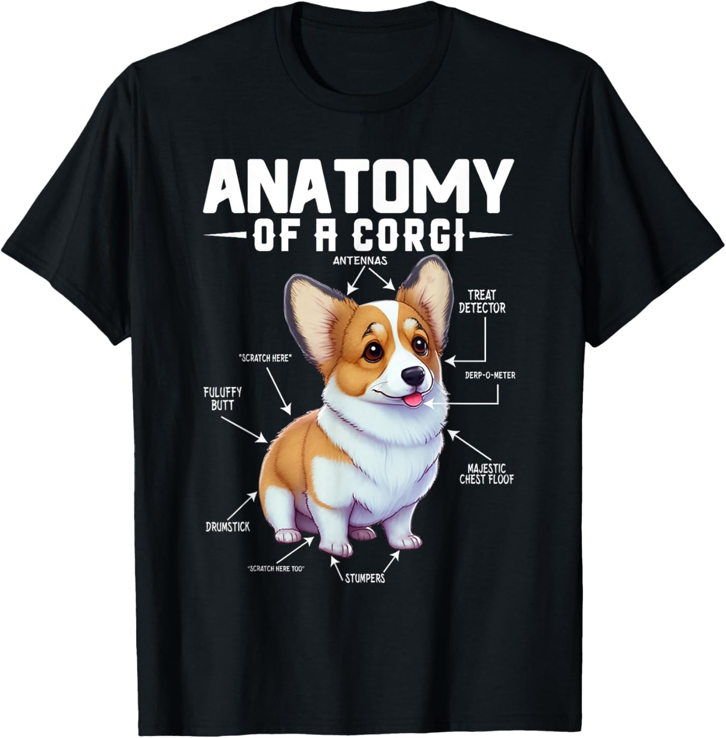 Anatomy Of A Corgi Cute Corgis Costume Corgi Lovers Corgis T-Shirt - T-Shirt | Black