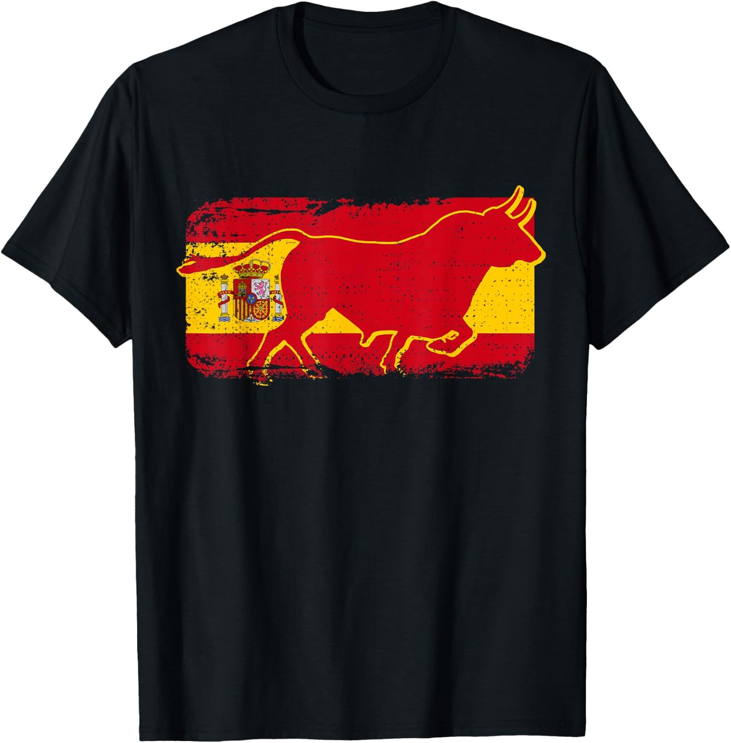 Spain Espana Flag Taurus Football Fan Souvenir Gift T-Shirt - T-Shirt | Black