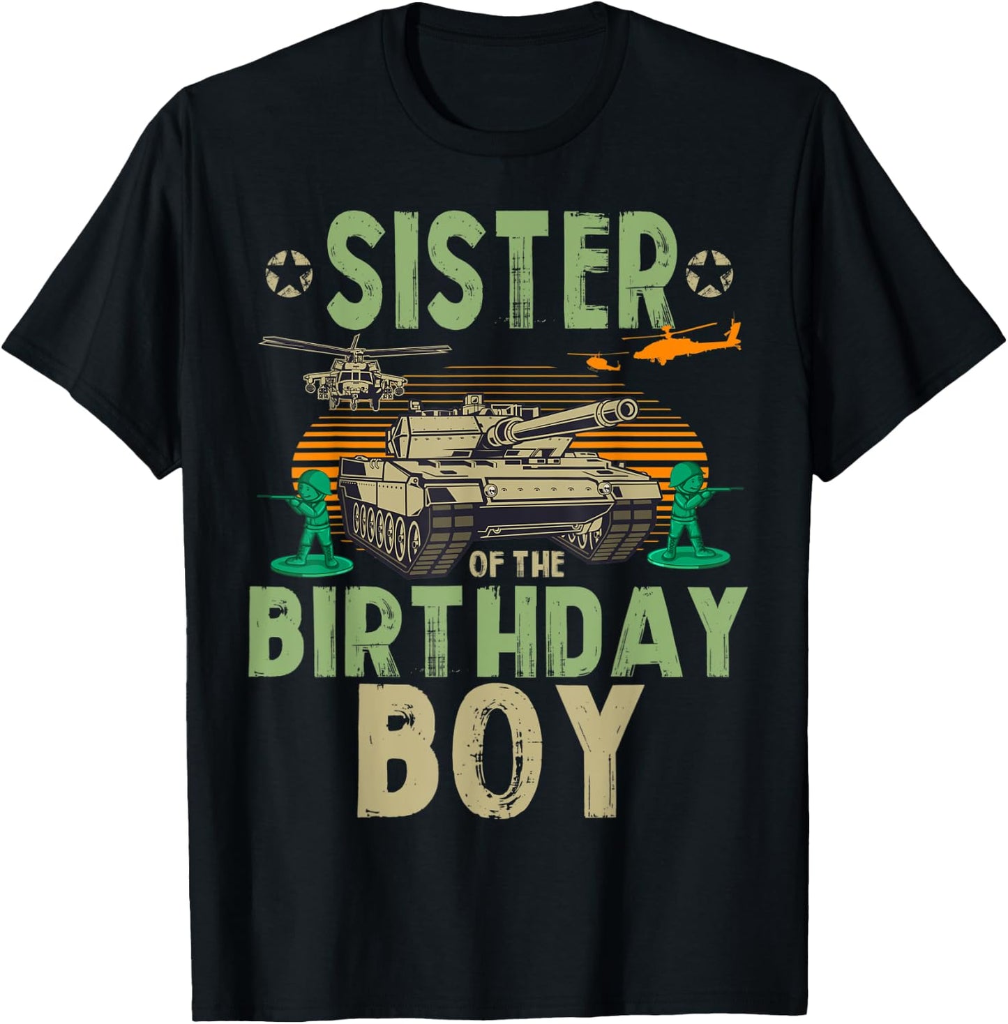 Sister of the Birthday Boy Army Party Matching Family T-Shirt - T-Shirt | Black