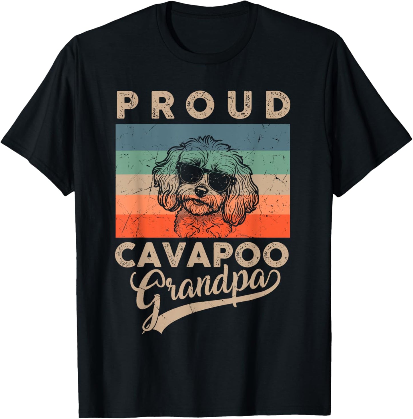 Vintage Proud Cavapoo Dog Grandpa Dog Owner Father's Day Women Kids T-Shirt - T-Shirt | Black