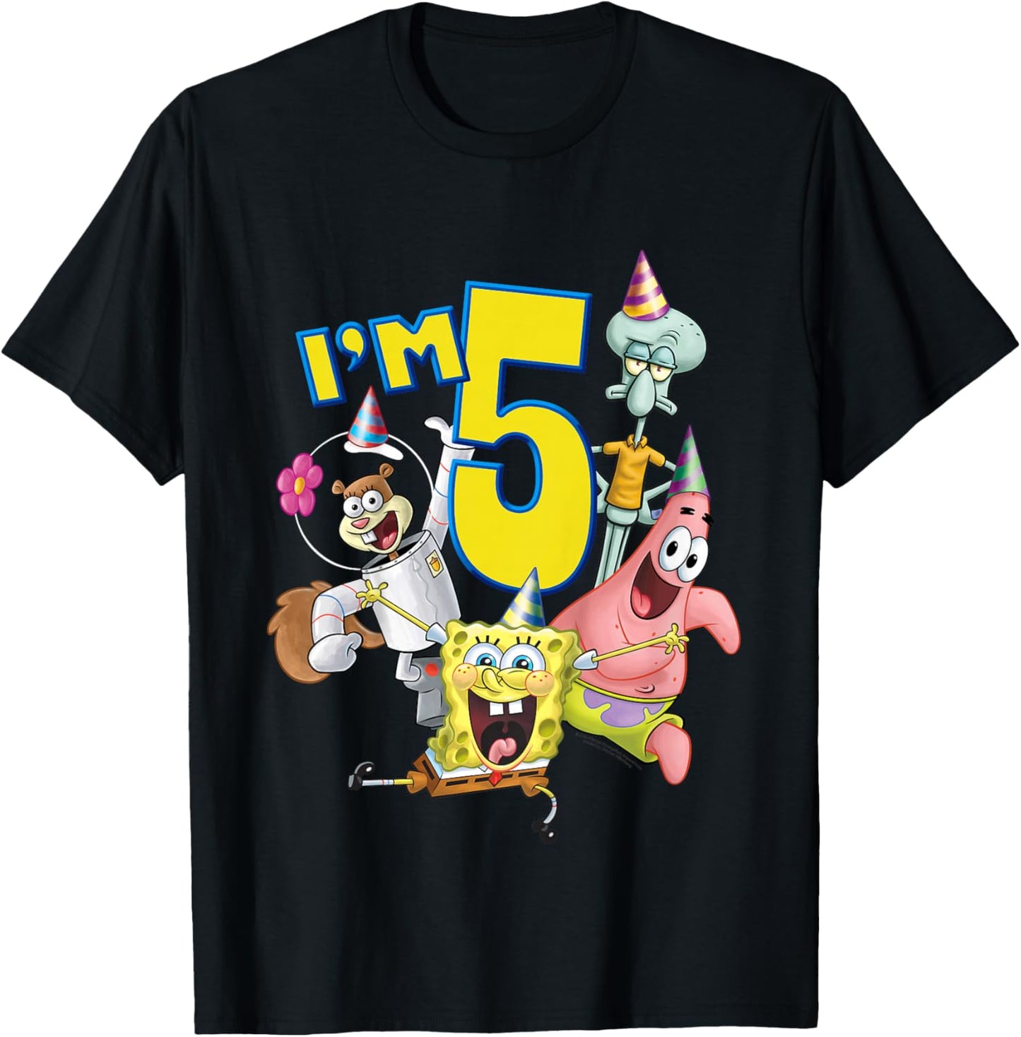 Kids Spongebob Squarepants 5th Birthday Today I'm 5 T-Shirt - T-Shirt | Black