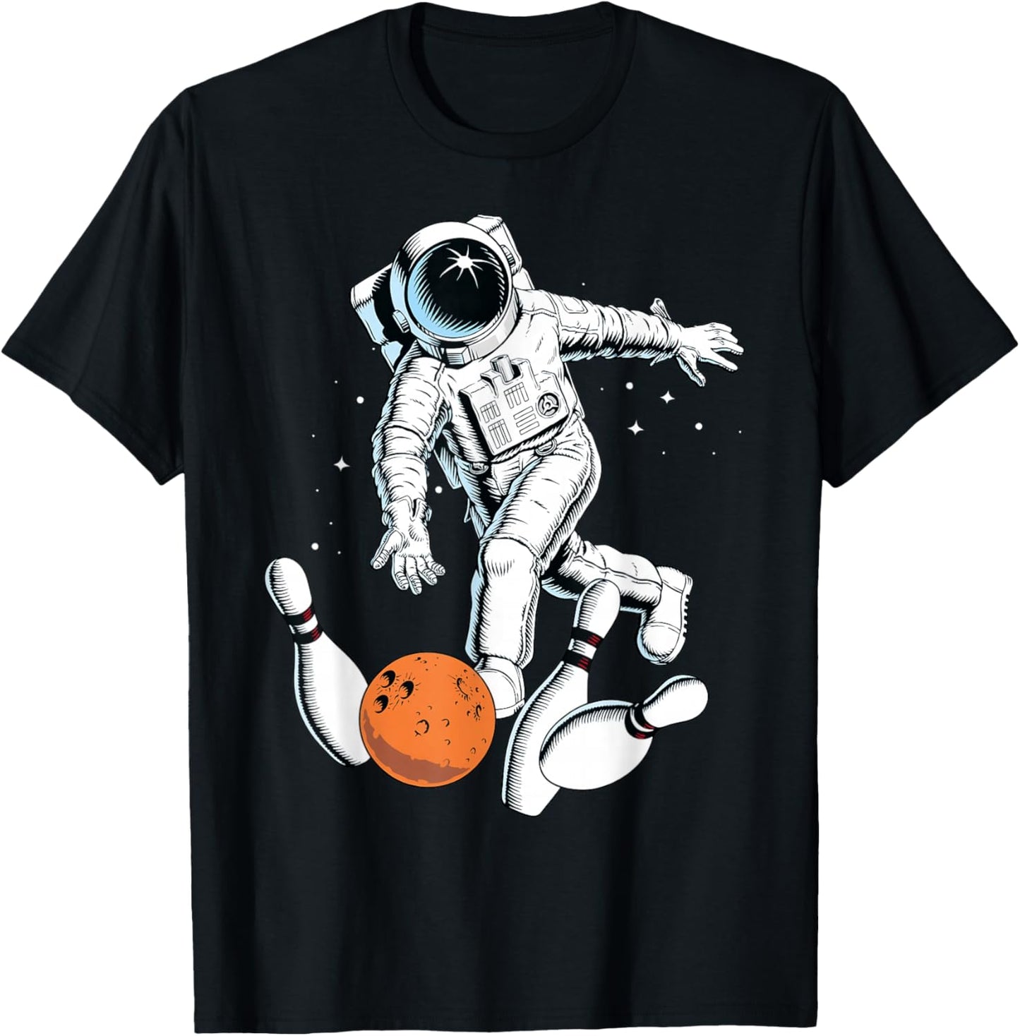 Astronaut Space Bowling Cool Astronaut Bowling Lover T-Shirt - T-Shirt | Black