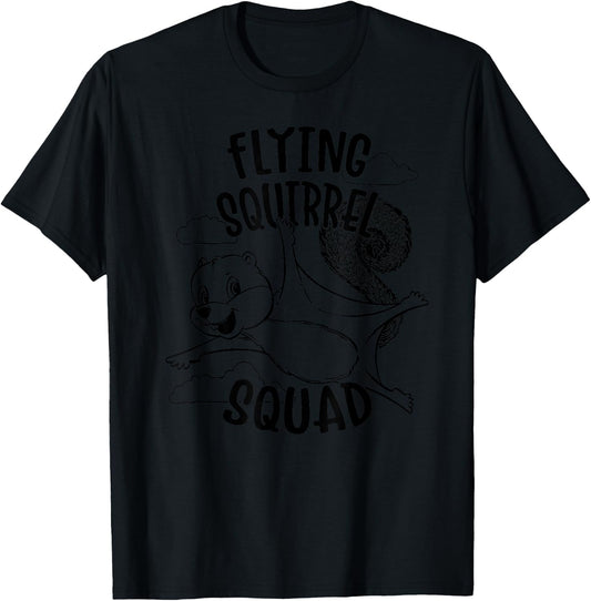 Flying Squirrel Squad, Funny Vintage Squirrels and Animal T-Shirt - T-Shirt | Black