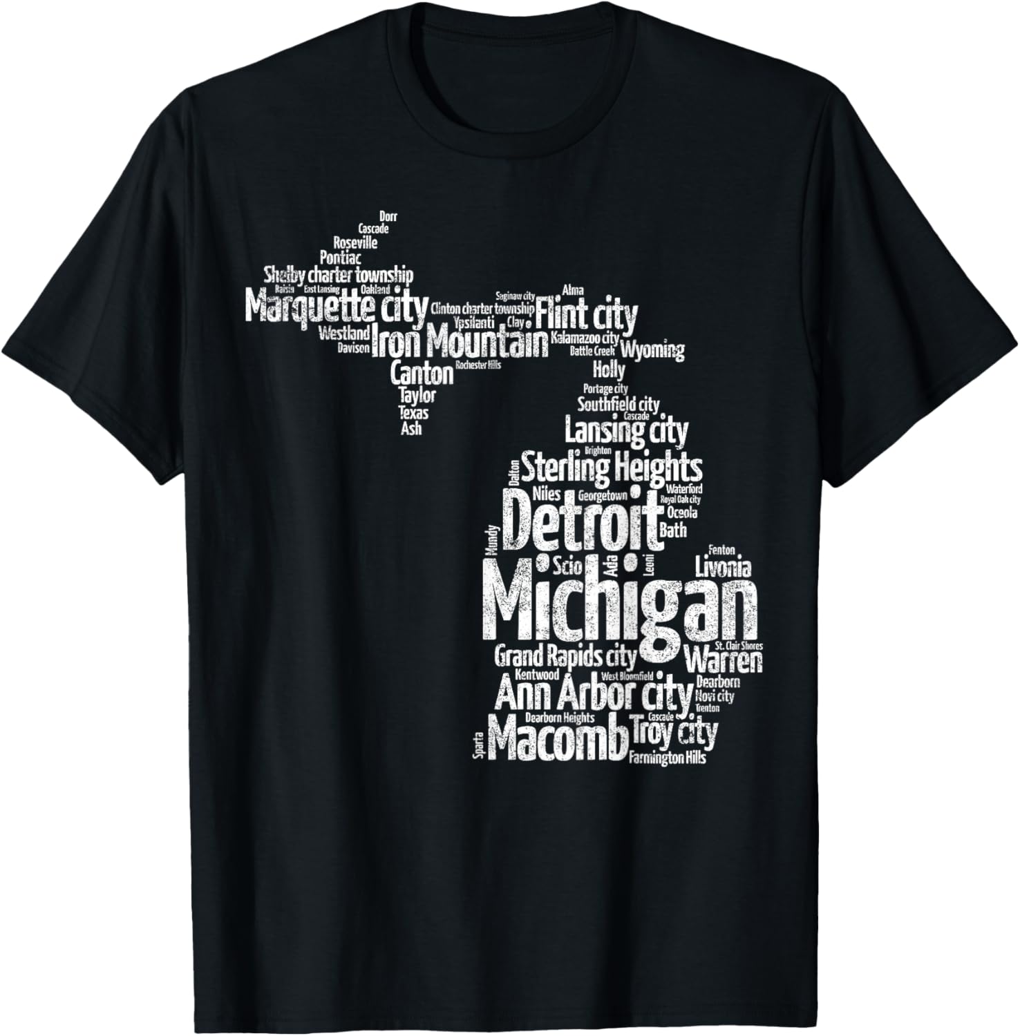 Great Lakes State Map Michigan Vacations Camping Hiking T-Shirt - T-Shirt | Black