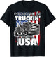 Trucker Truck Driver Patriotic US American USA Flag Semi Rig T-Shirt - T-Shirt | Black