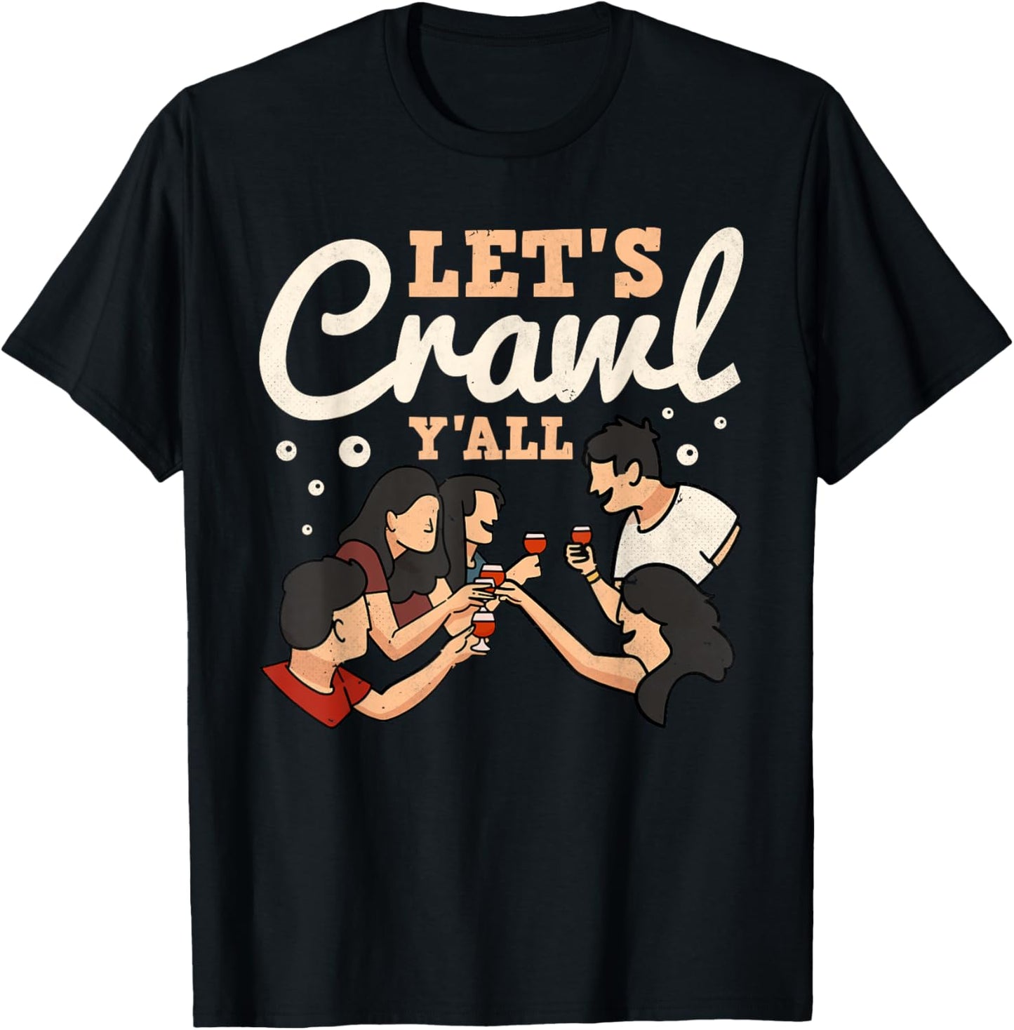 Let's Bar Crawl Y'all, Craft Beer Pub Hopping T-Shirt - T-Shirt | Black