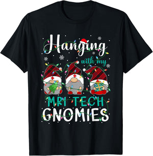 Hanging With My MRI Tech Gnomies Three Gnomes Christmas T-Shirt - T-Shirt | Black