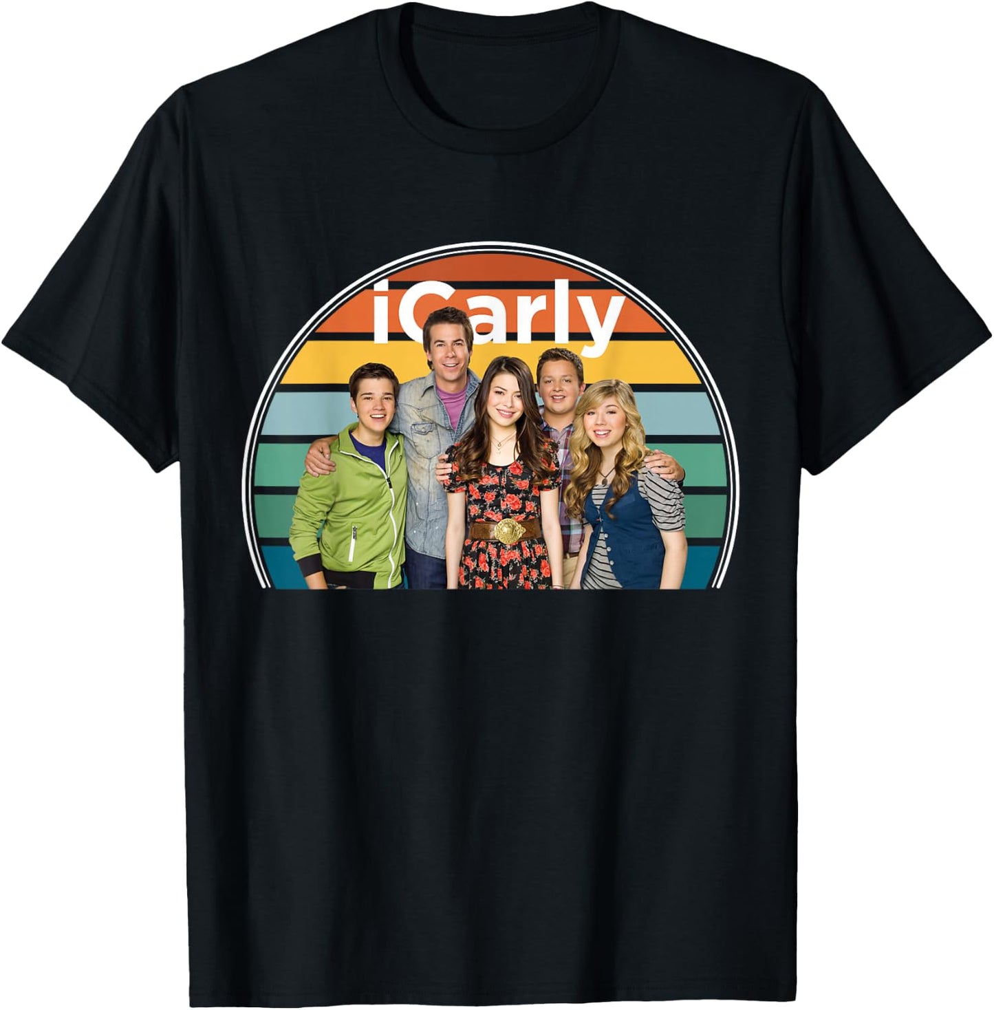 iCarly Rainbow Arc with Carly, Sam, Freddie, and Spencer T-Shirt - T-Shirt | Black