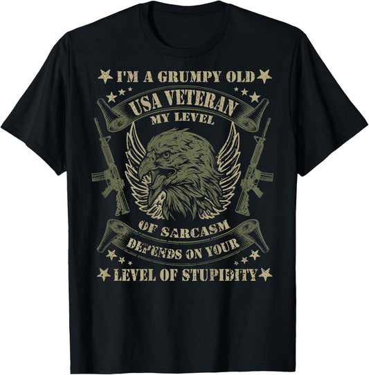 Grumpy Old Veteran T-Shirt - T-Shirt | Black