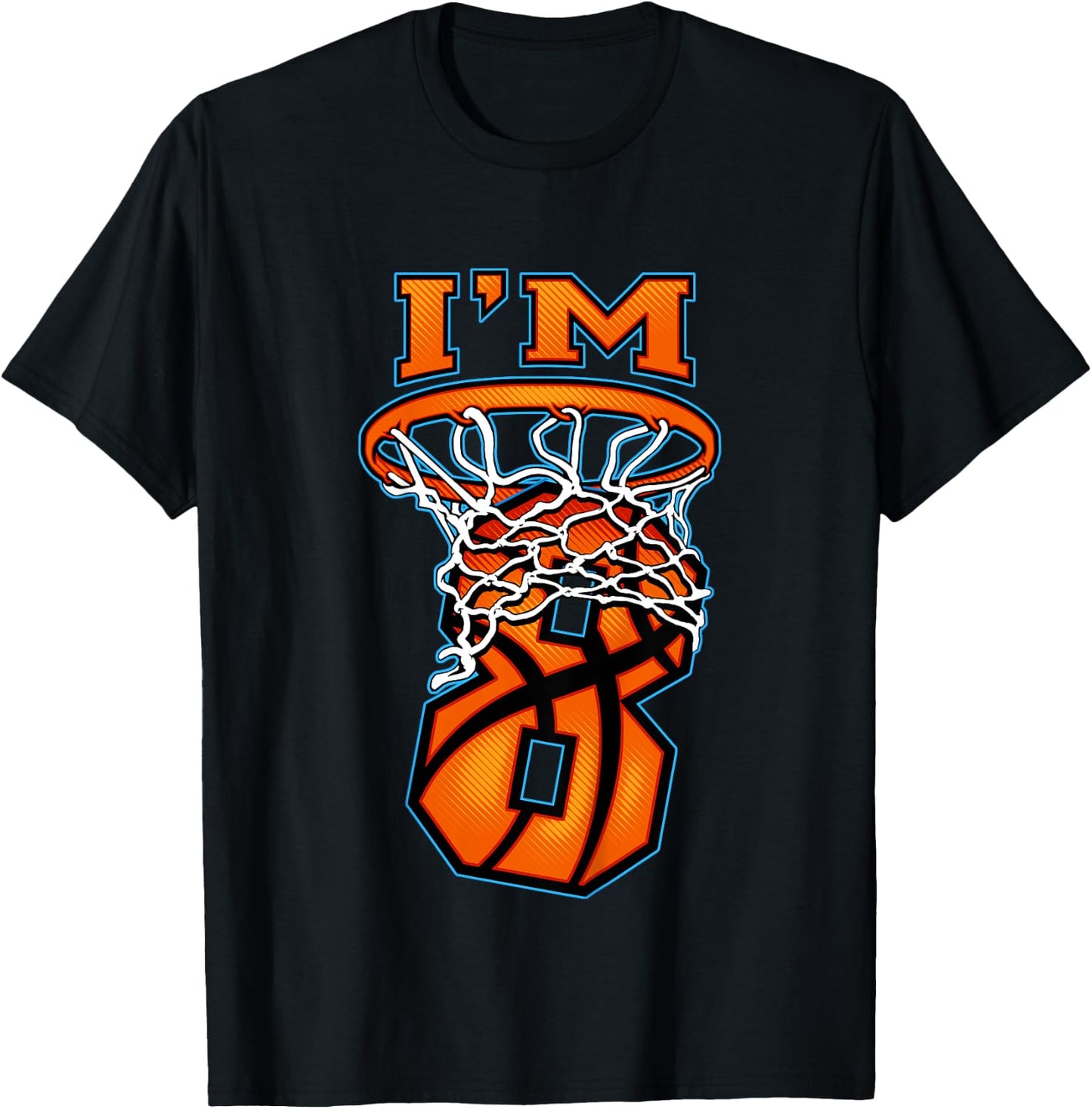 Kids Basketball I'm 8 Boy Girl 8th Birthday Gift T-Shirt - T-Shirt | Black