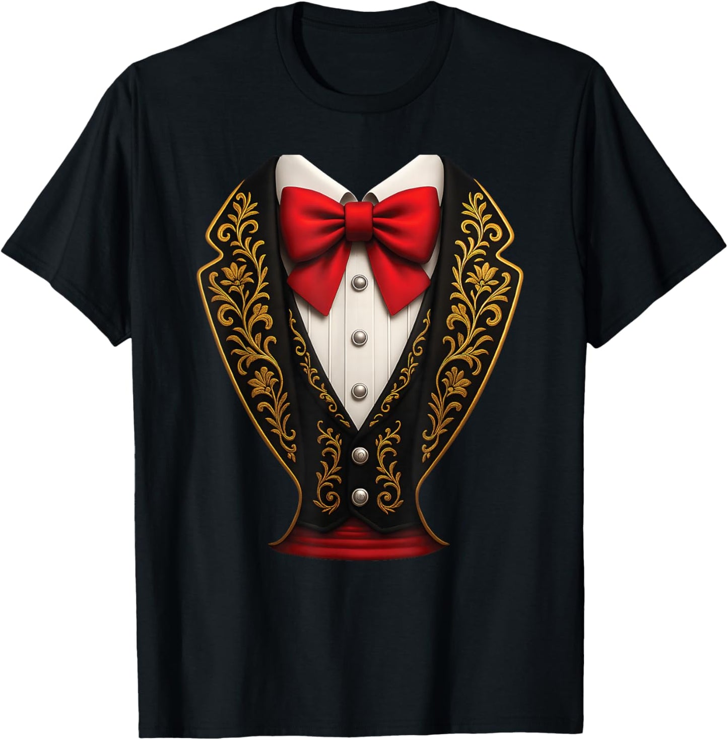 Mariachi Tuxedo Costume Fiesta Style Mexican Halloween Latin T-Shirt - T-Shirt | Black