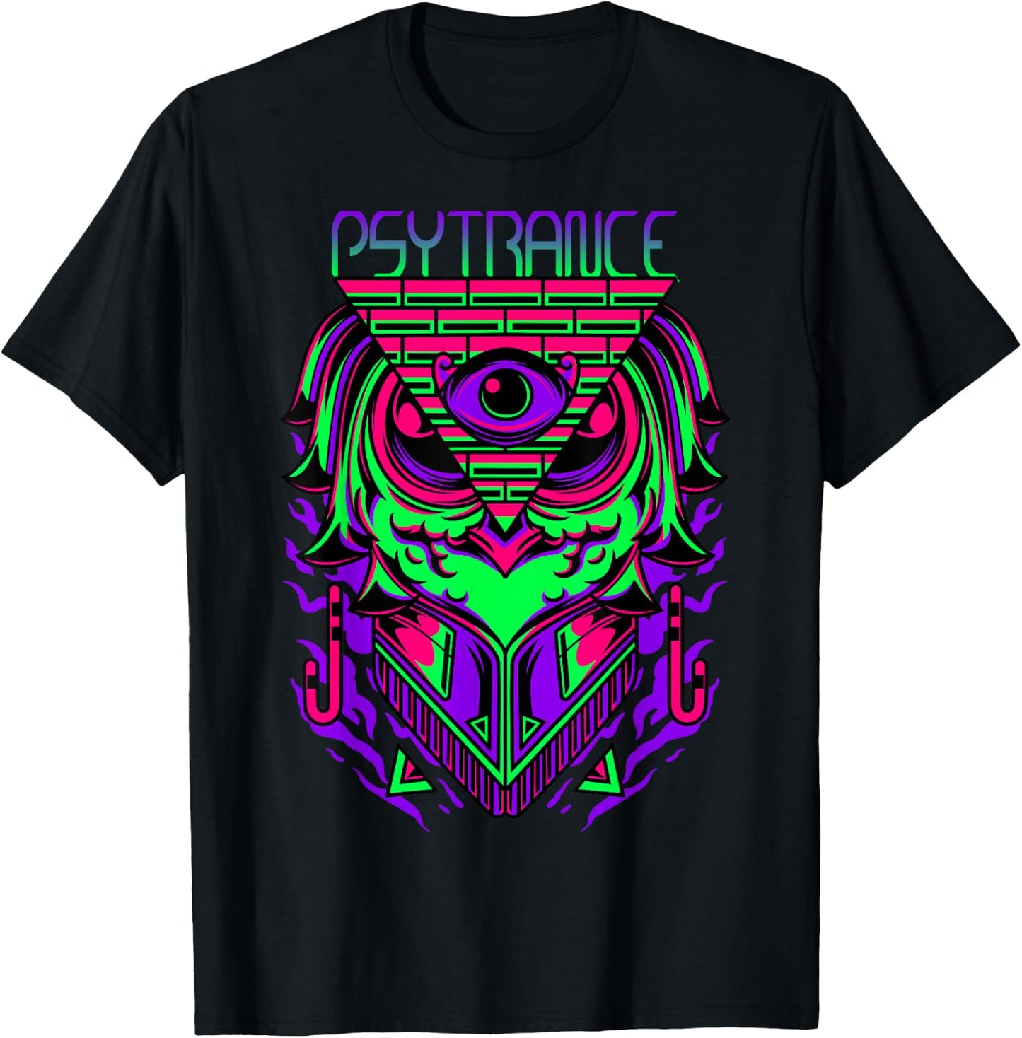 Psytrance Shirt, Rave Shirt, Techno Owl, EDM, Trippy 3rd Eye T-Shirt - T-Shirt | Black
