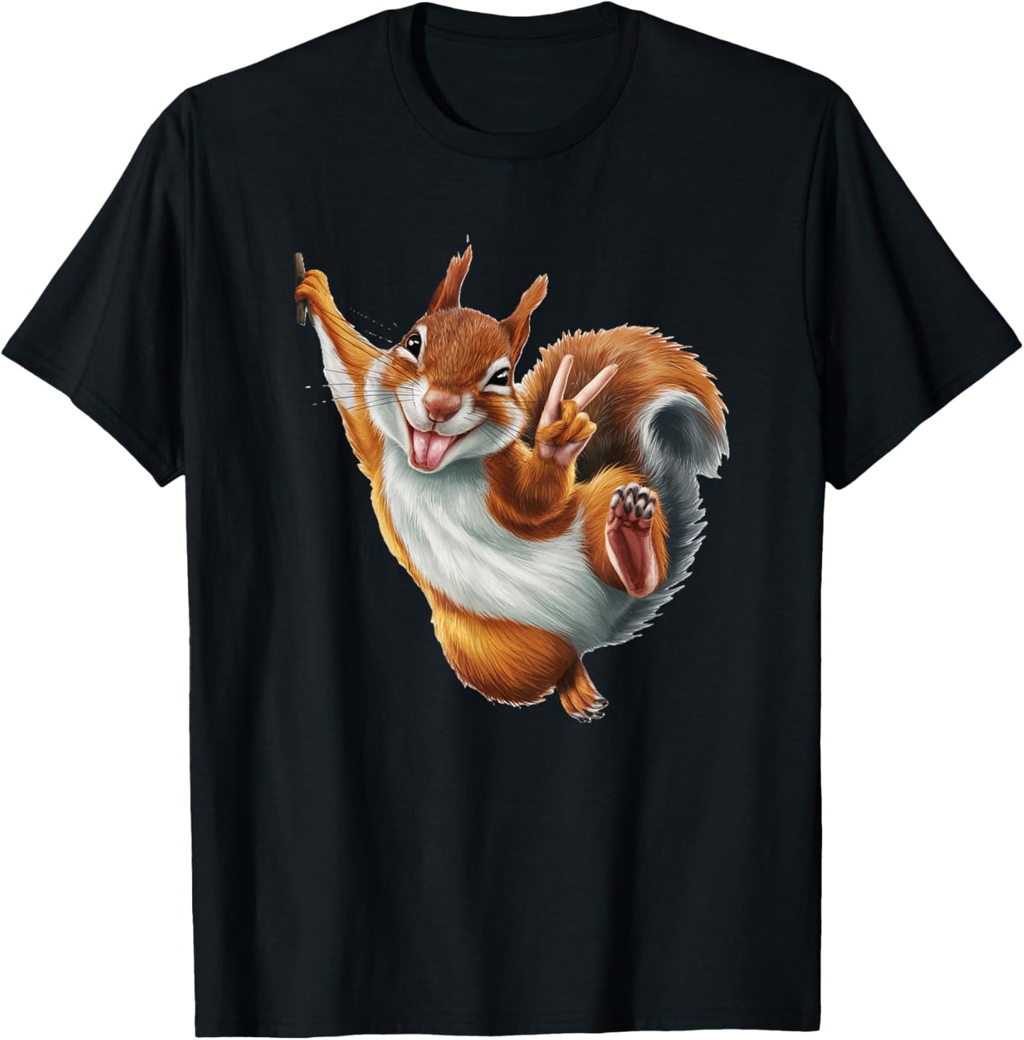 FUNNY SQUIRREL GIVING A PEACE SIGN. Makes me smile! SHAKA! T-Shirt - T-Shirt | Black