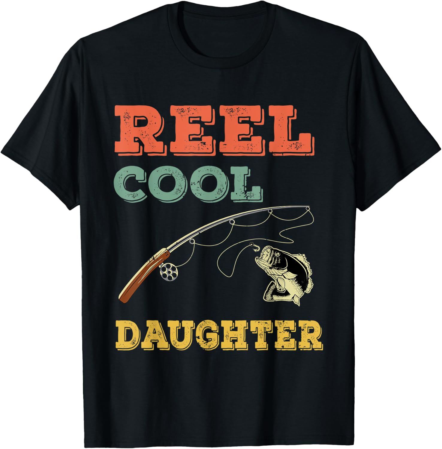 Bass Fish Reel Cool Daughter Fisherwoman Gift - Bass Fishing T-Shirt - T-Shirt | Black