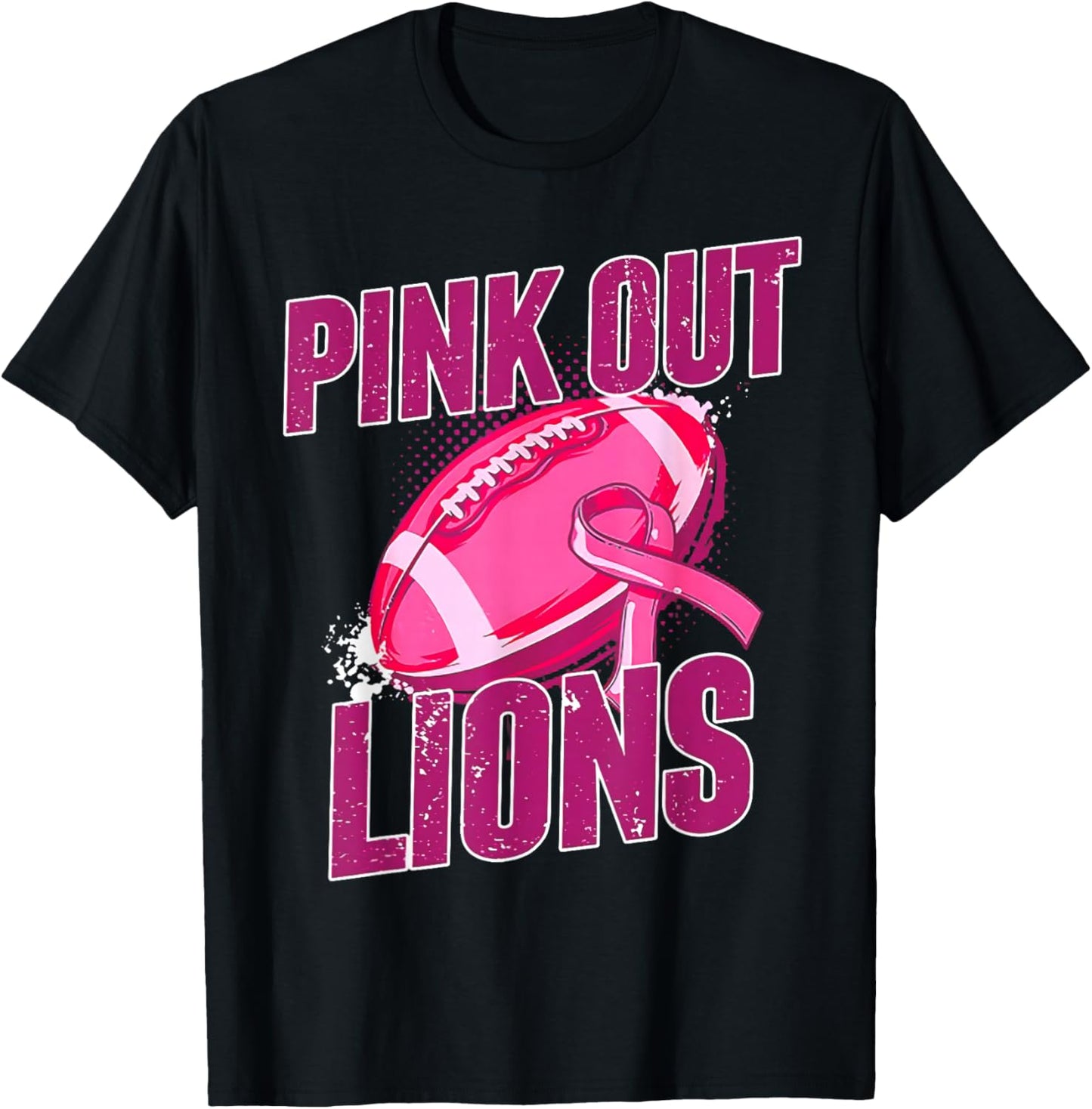 Lions Pink Out Football Tackle Breast Cancer T-Shirt - T-Shirt | Black