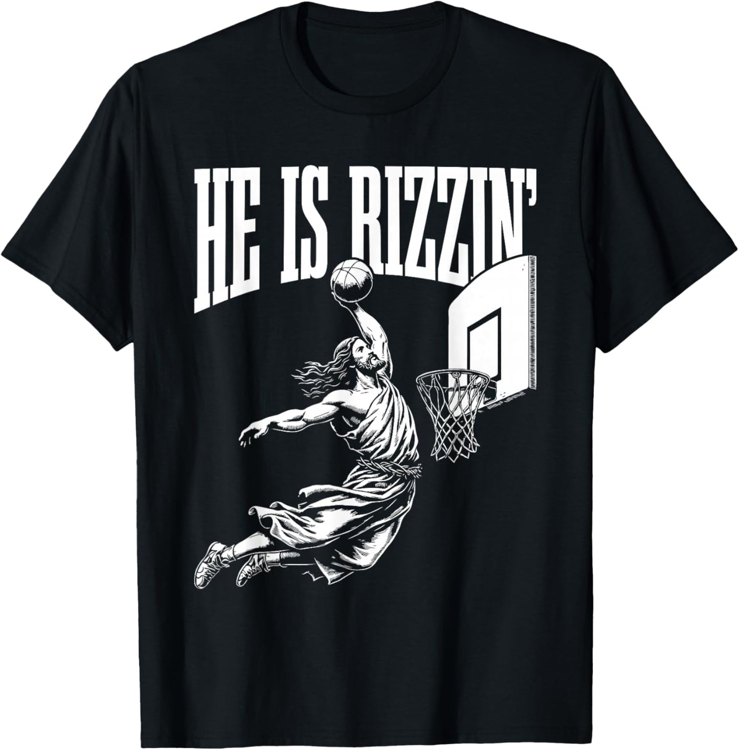 He is Rizzin Funny Easter Rizz Meme Basketball T-Shirt - T-Shirt | Black