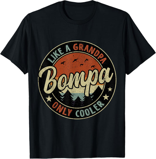 Bompa Like A Grandpa Only Cooler Vintage Retro Father's Day T-Shirt - T-Shirt | Black