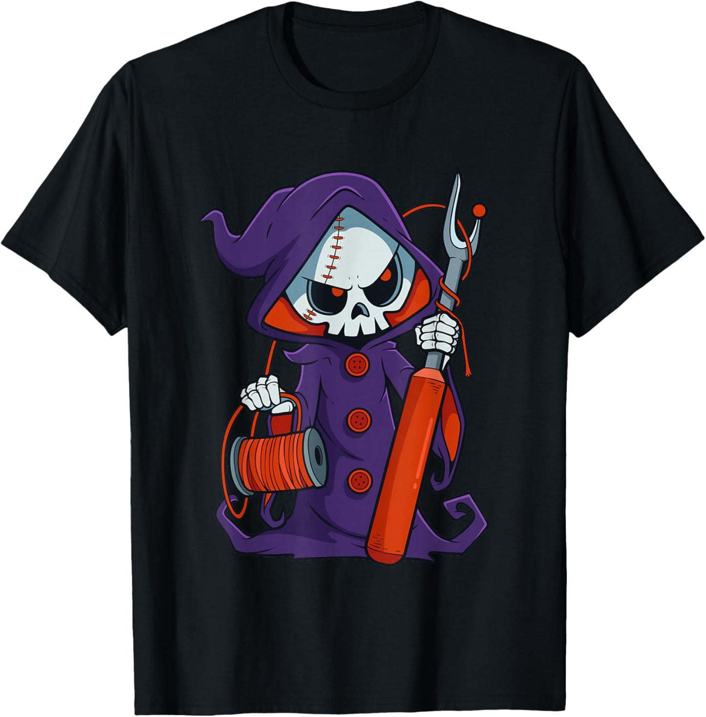 Funny Quilting Sewing Grim Reaper Seam Ripper Crafting T-Shirt - T-Shirt | Black