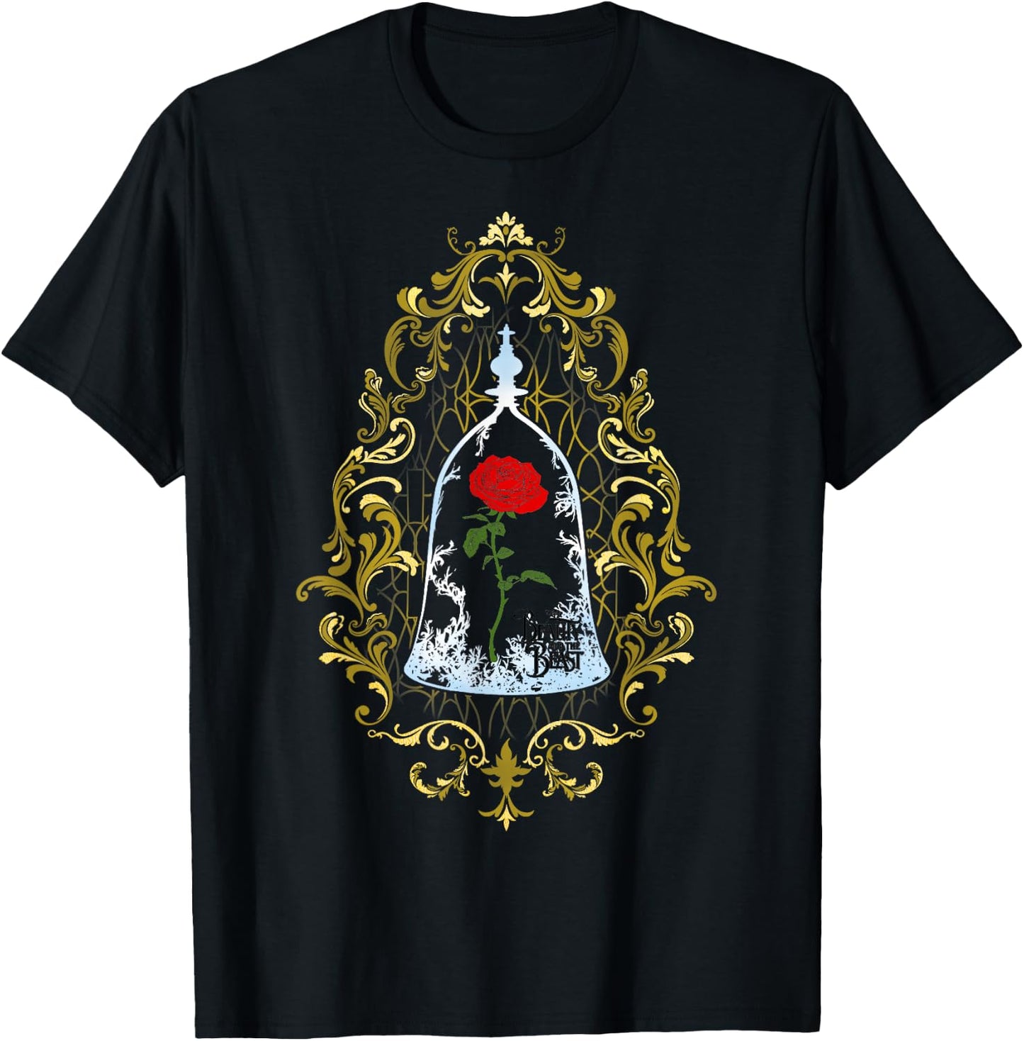 Disney Beauty And The Beast Enchanted Rose Logo T-Shirt - T-Shirt | Black