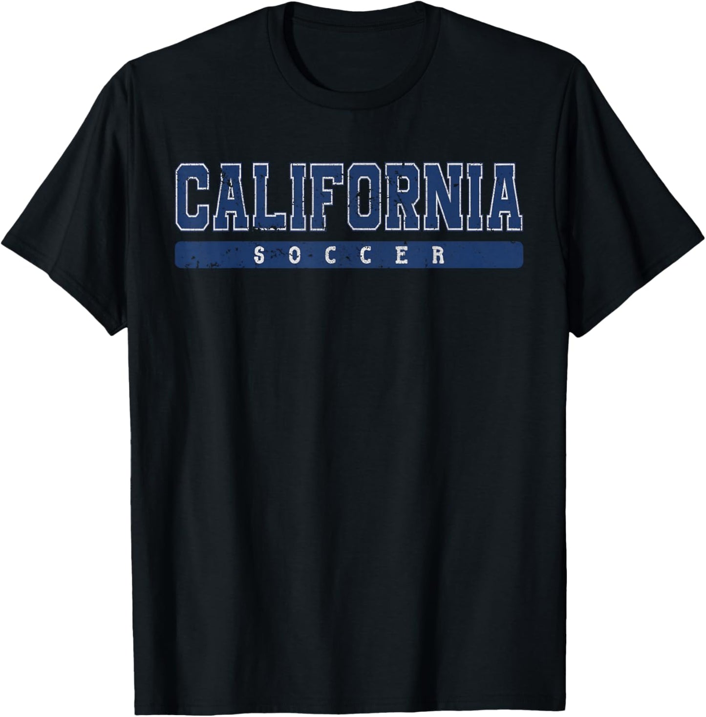 California Soccer Blue Vintage Text T-Shirt - T-Shirt | Black