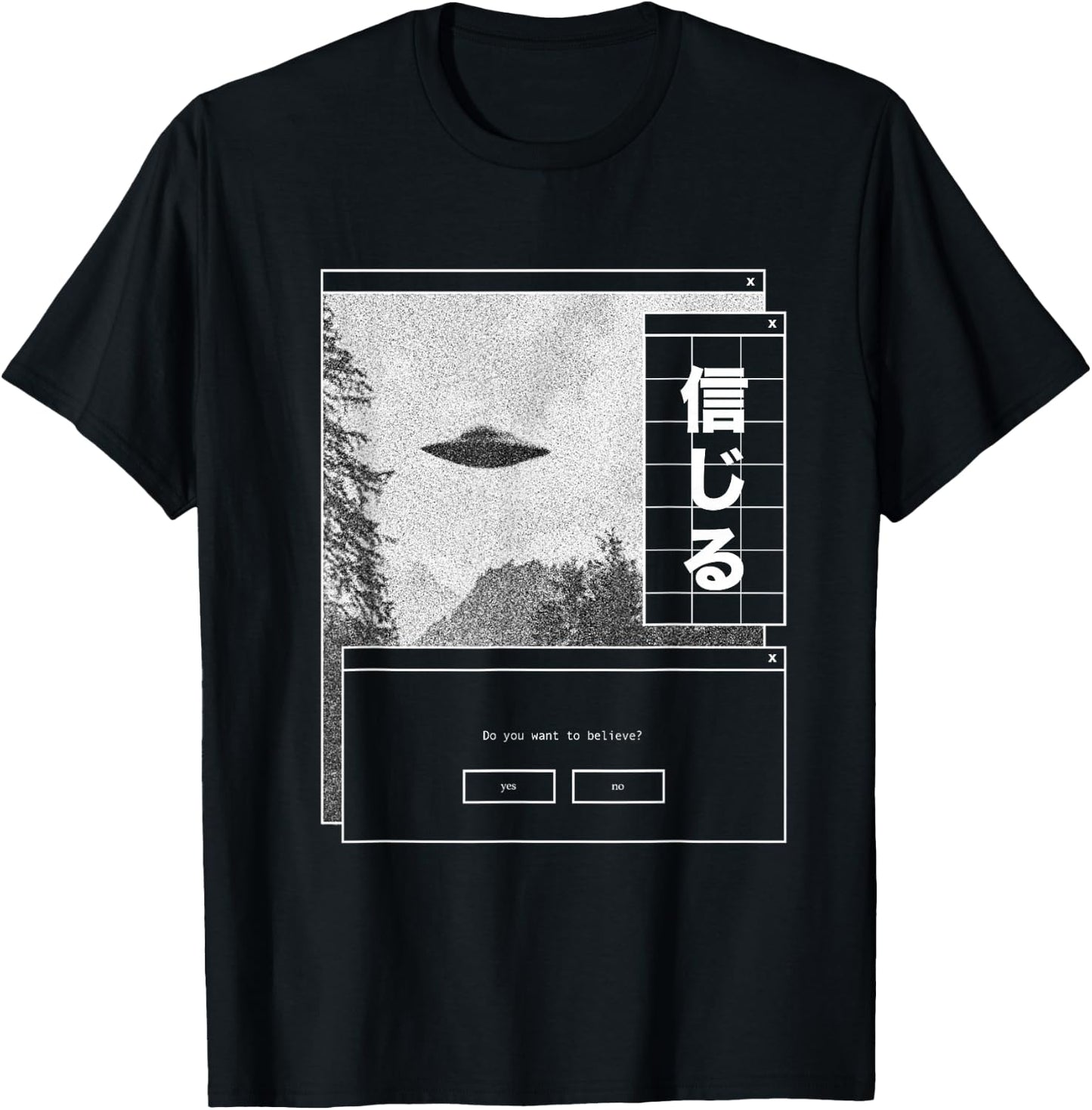 UFO Vaporwave Aesthetic | Japanese 80s Synthwave | Japan T-Shirt - T-Shirt | Black