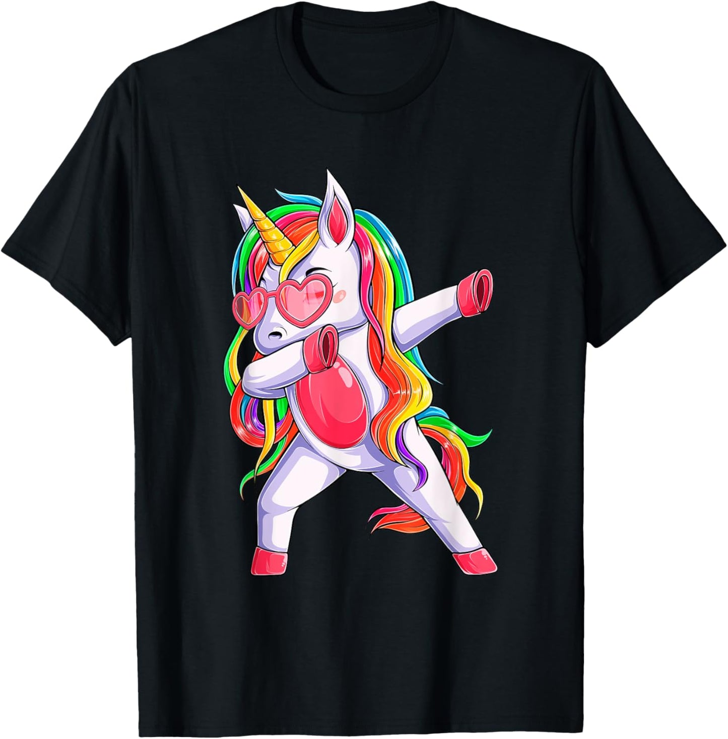 Dabbing Unicorn Party Birthday Rainbow Girls Kids Women Dab T-Shirt - T-Shirt | Black