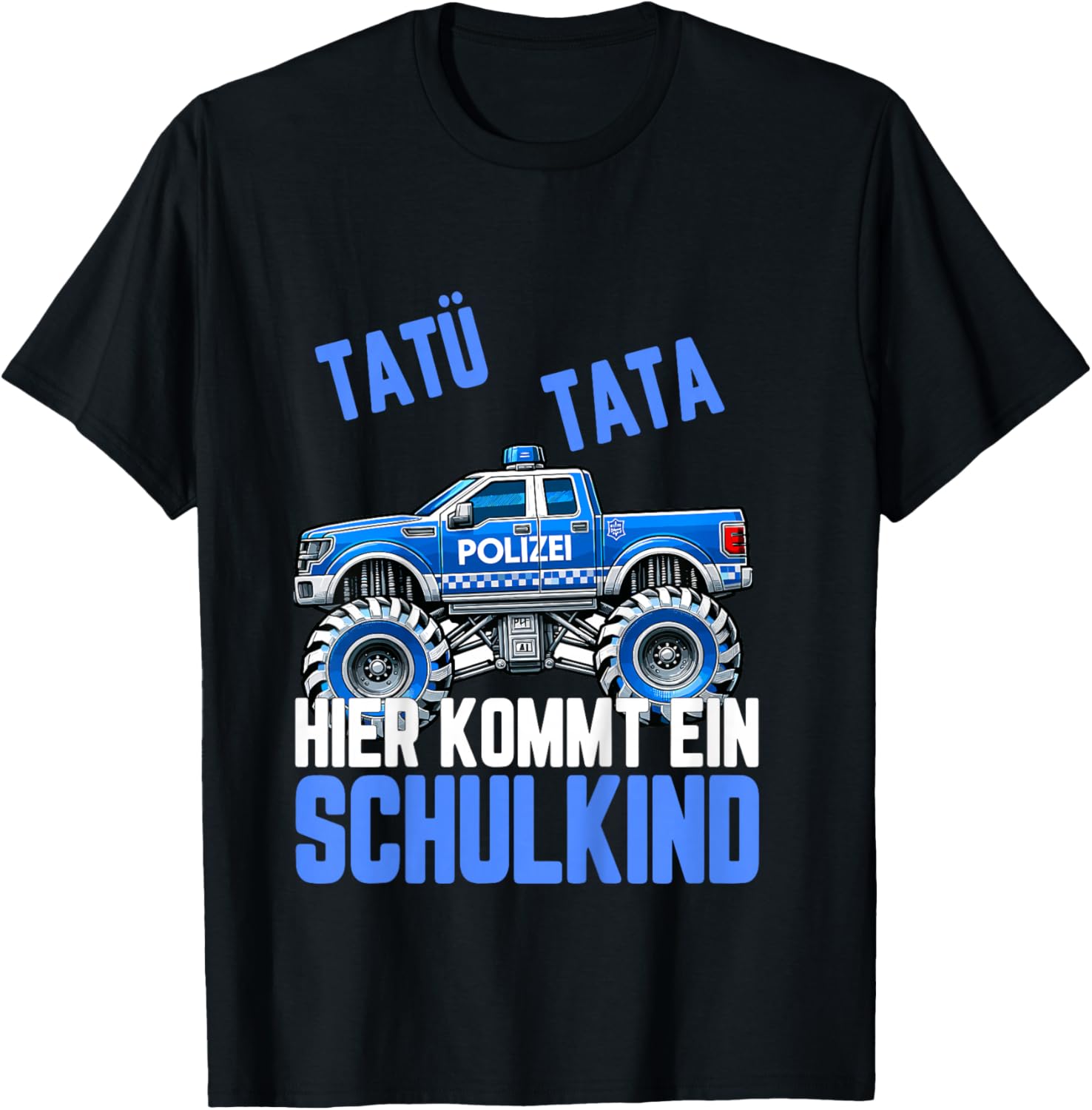 Einschulung Polizei Schulkind 2026 Kinder Junge Schultüte T-Shirt - T-Shirt | Black