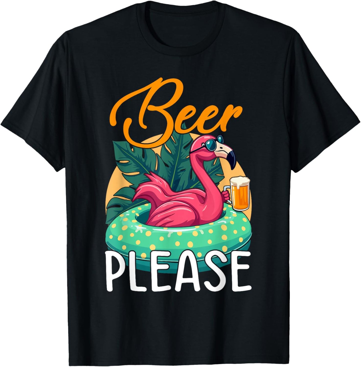 Party Flamingo Beer please Funny Flamingo Party T-Shirt - T-Shirt | Black