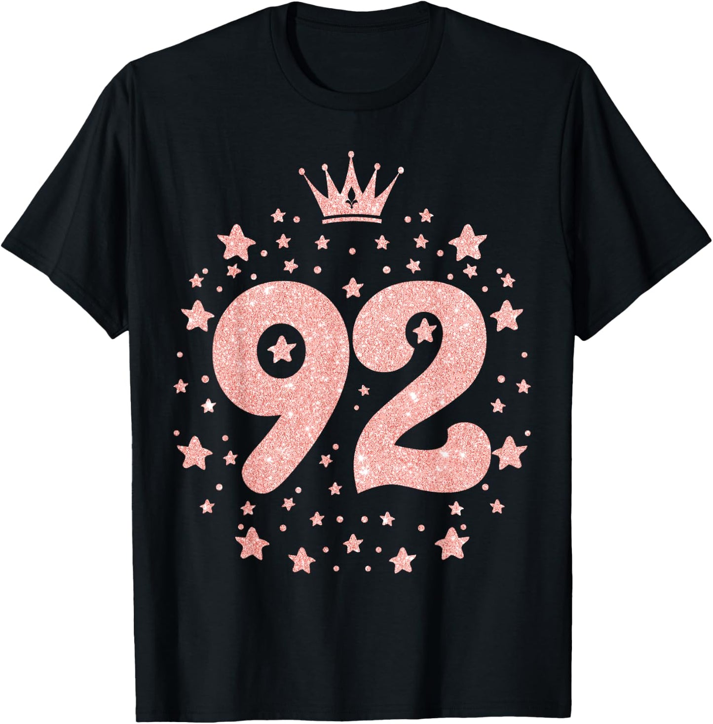 92 Pink Crown 92 Years Old Happy 92nd Birthday Girl Women T-Shirt - T-Shirt | Black