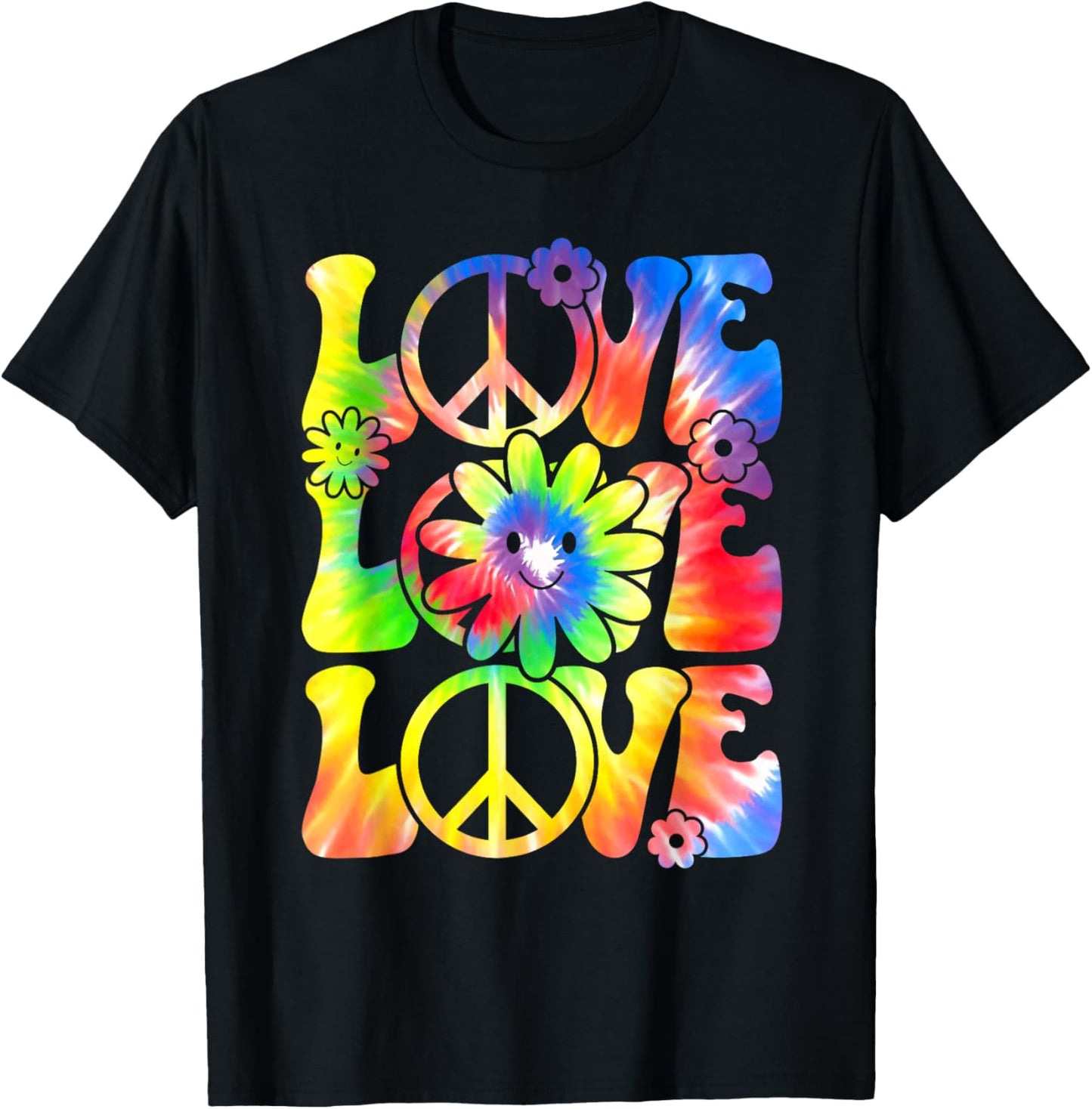 Groovy Tie Dye Love Retro 70's Hippie Vintage 70s Costume T-Shirt - T-Shirt | Black
