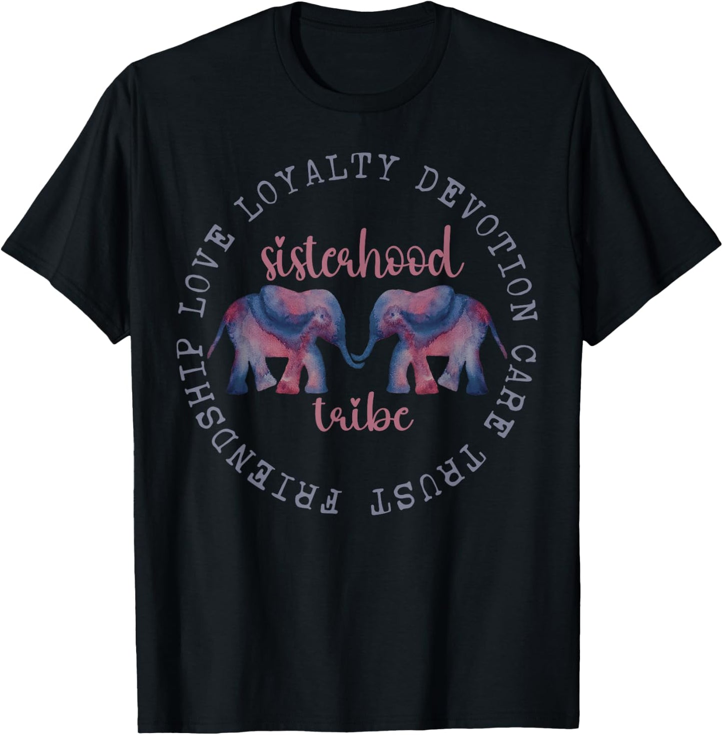 Elephant Friendship Sisterhood Tribe Squad Crew Friend Group T-Shirt - T-Shirt | Black