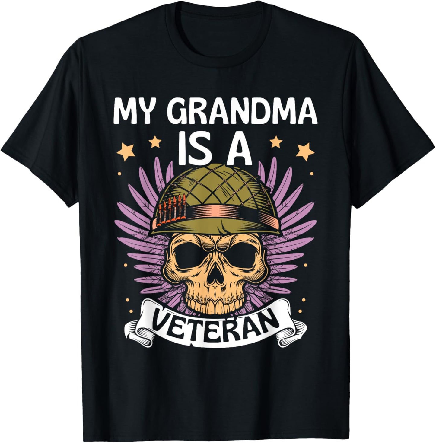 My Grandma Is A Veteran Veteran's Day Veterans Military T-Shirt - T-Shirt | Black