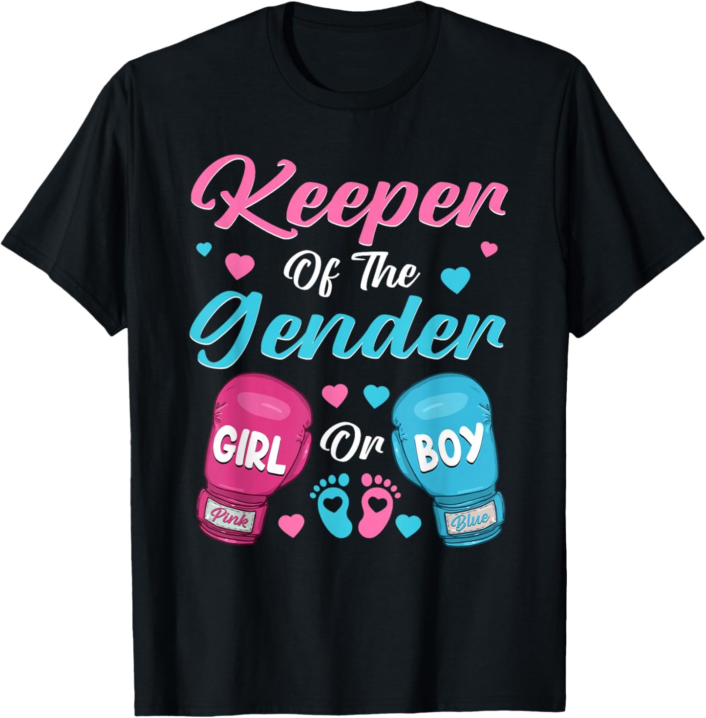 Keeper Of Gender Boxing Gender Reveal Family Party T-Shirt - T-Shirt | Black