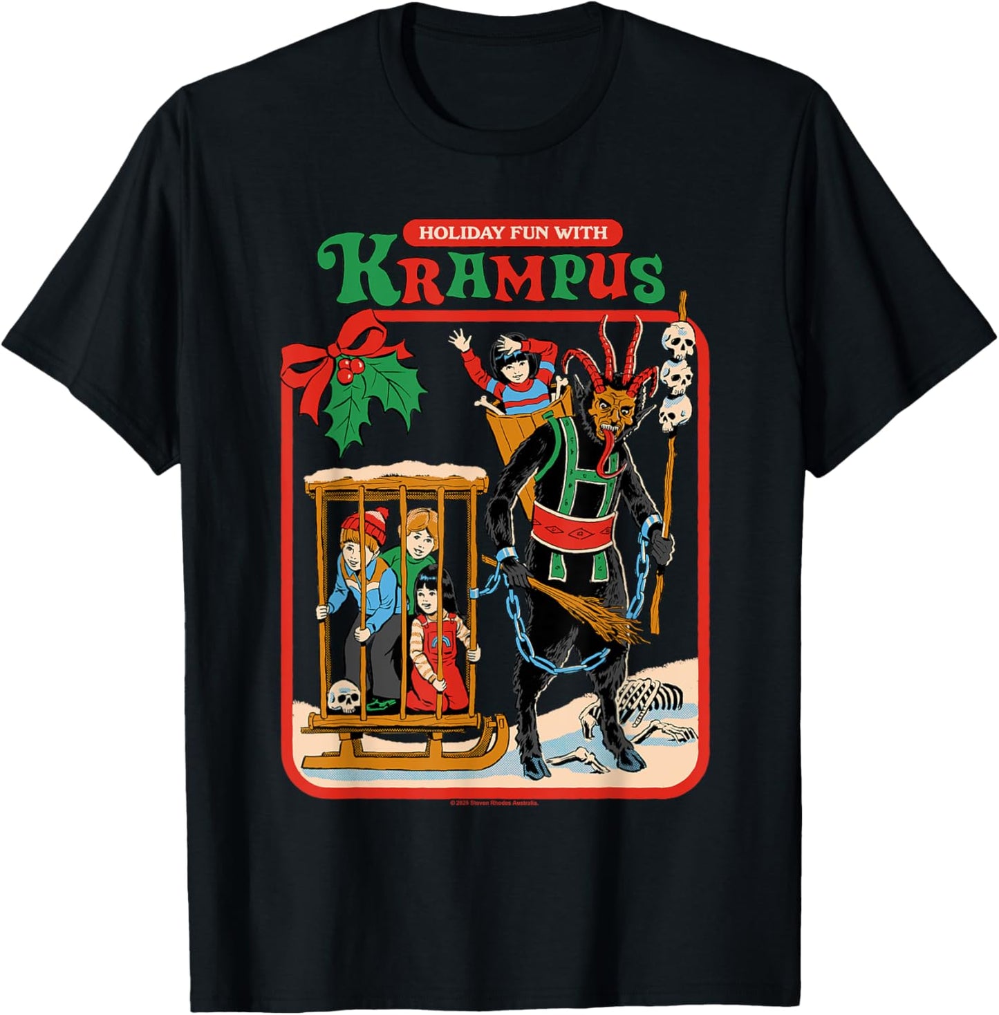 Fun with Krampus Christmas Retro Vintage Funny Adult Humor T-Shirt - T-Shirt | Black