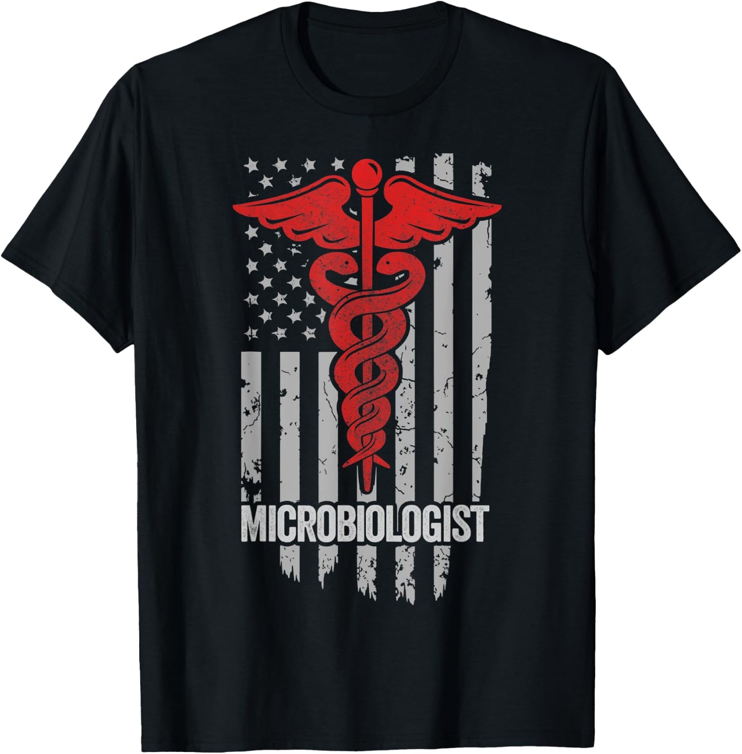 American Flag Microbiologist, Microbiology Doctor Specialist Men T-Shirt - T-Shirt | Black