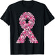 Breast Cancer Pink Ribbon Floral Flower Cute Awareness Gifts T-Shirt - T-Shirt | Black