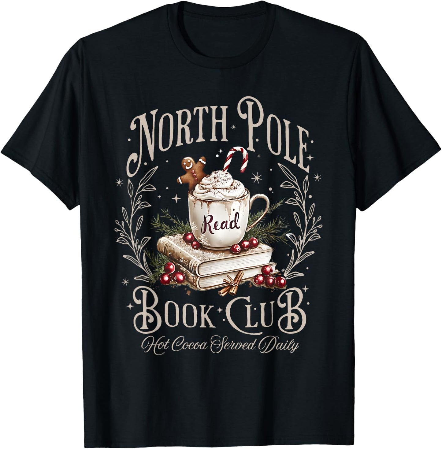 All Booked for Christmas Coquette Xmas Book Club Book Lovers T-Shirt - T-Shirt | Black