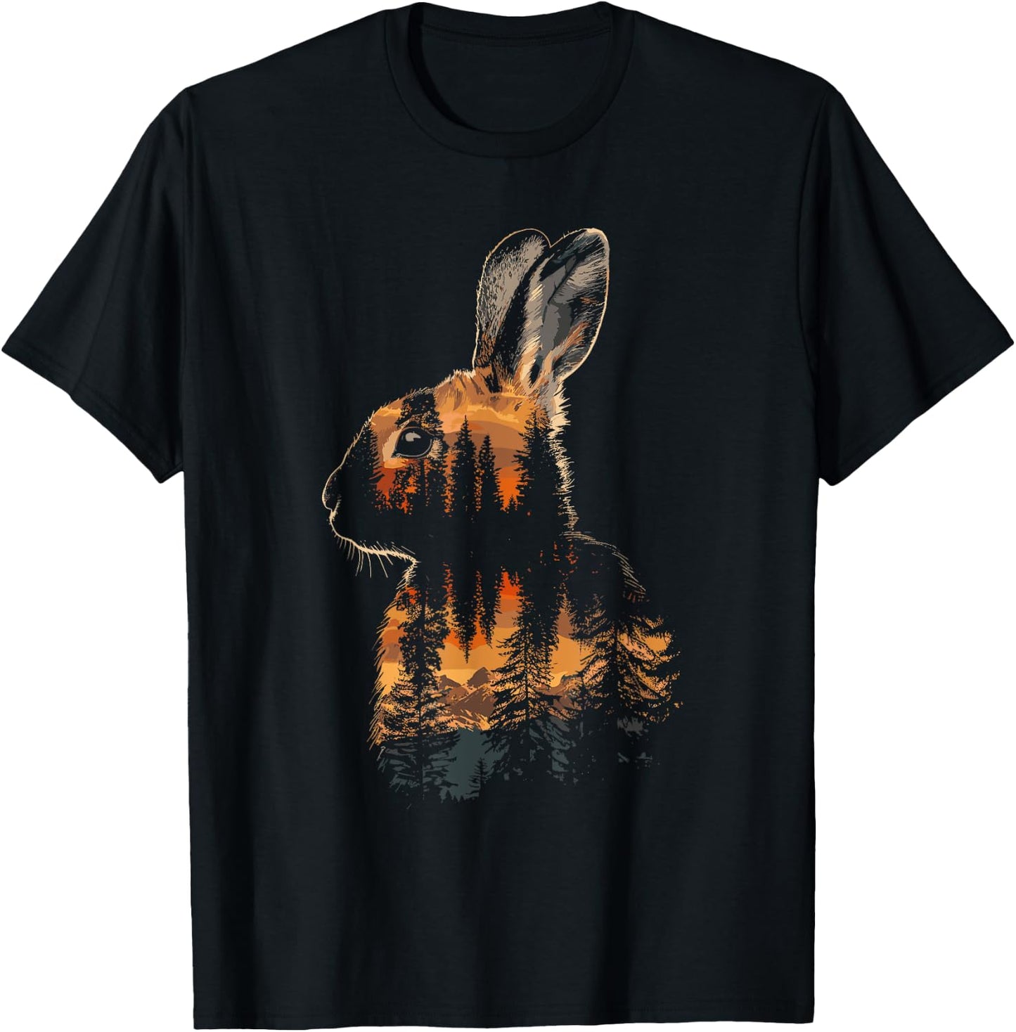 Rabbit Mountain Landscape Nature Wildlife T-Shirt - T-Shirt | Black