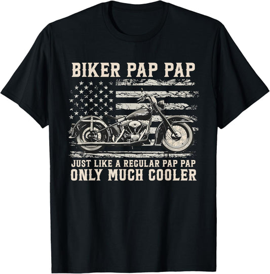 Biker Pap Pap Like A Normal Pap Pap Only Much Cooler T-Shirt - T-Shirt | Black
