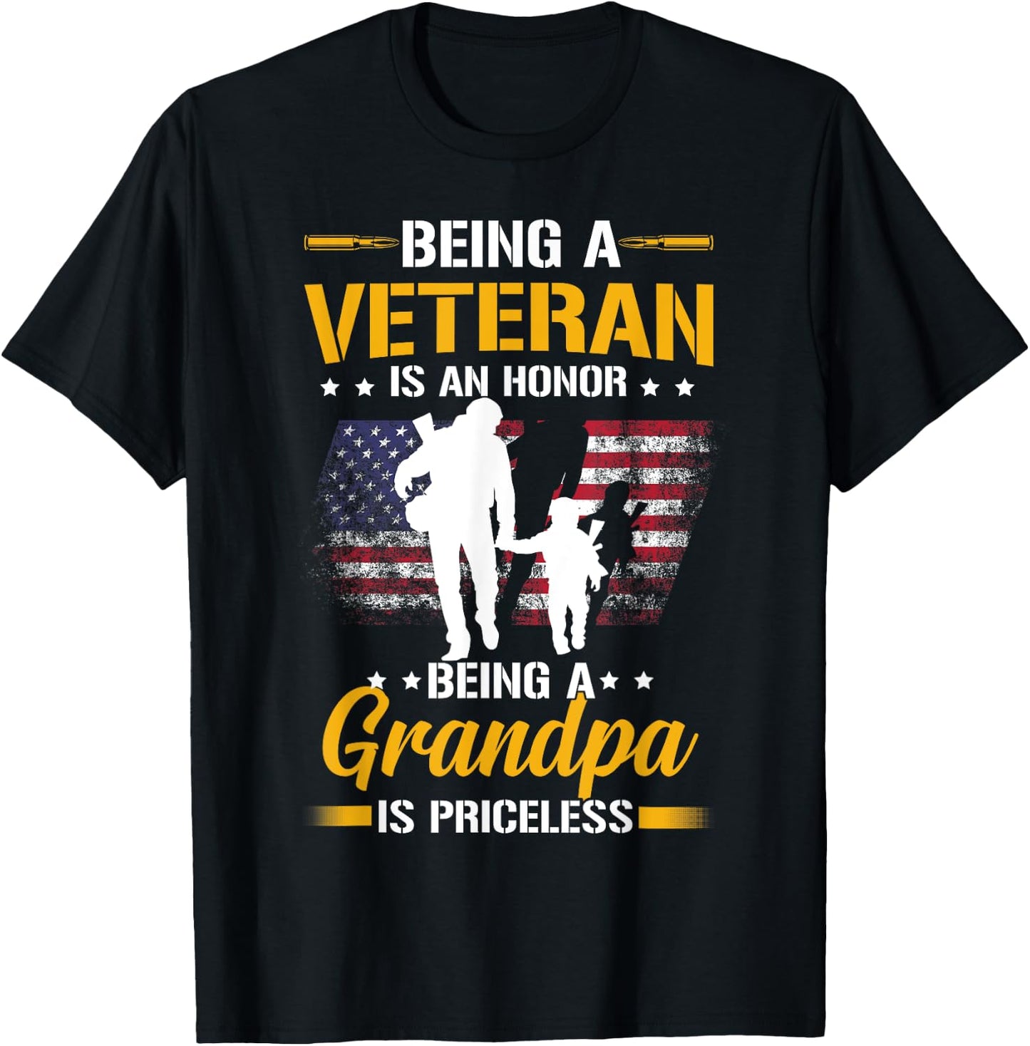 Being A Veteran Is Honor Being A Grandpa Is Priceless T-Shirt - T-Shirt | Black