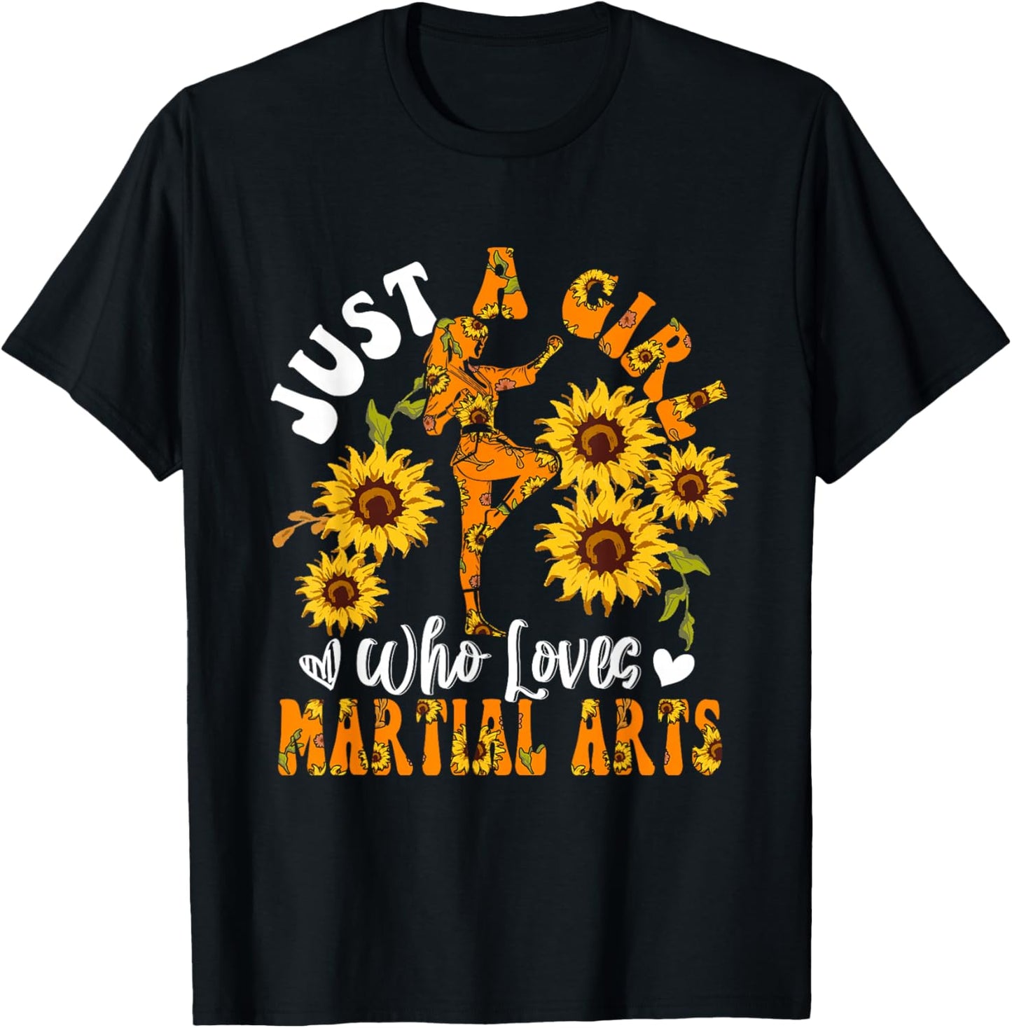A Girl Loves Martial Arts Sport Lover Mother's Day Flowers T-Shirt - T-Shirt | Black
