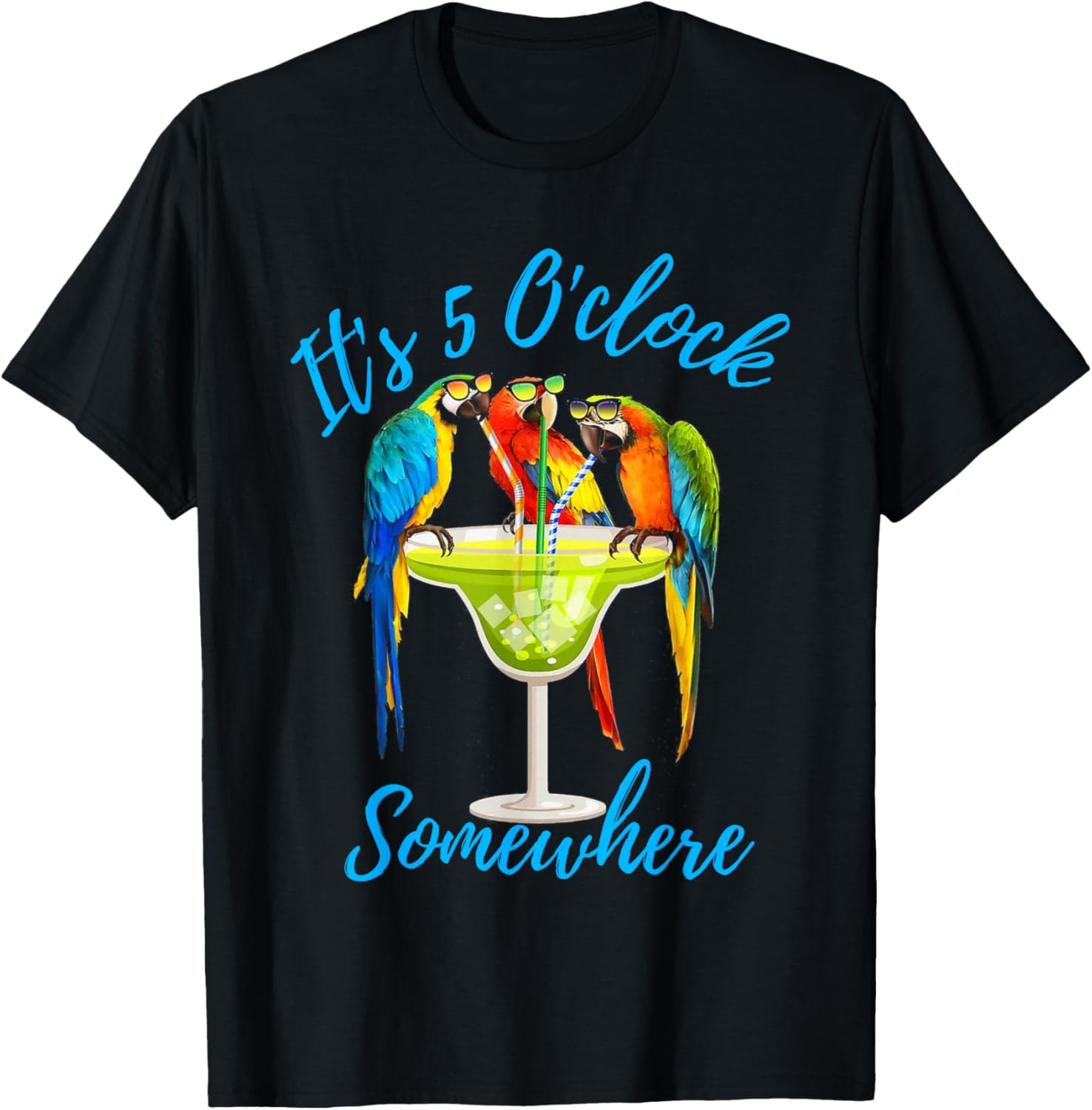 It's 5 O'clock Somewhere Funny Parrot Summer Beach Vacation Women T-Shirt - T-Shirt | Black