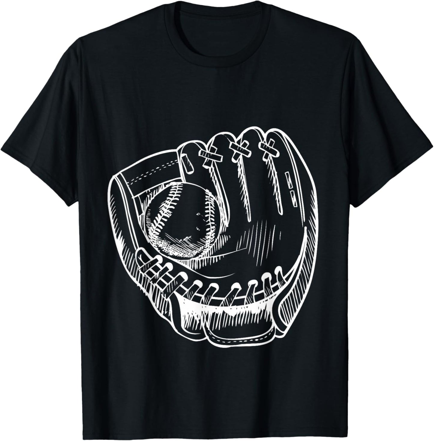Old School Baseball Glove Mitt T-Shirt - T-Shirt | Black