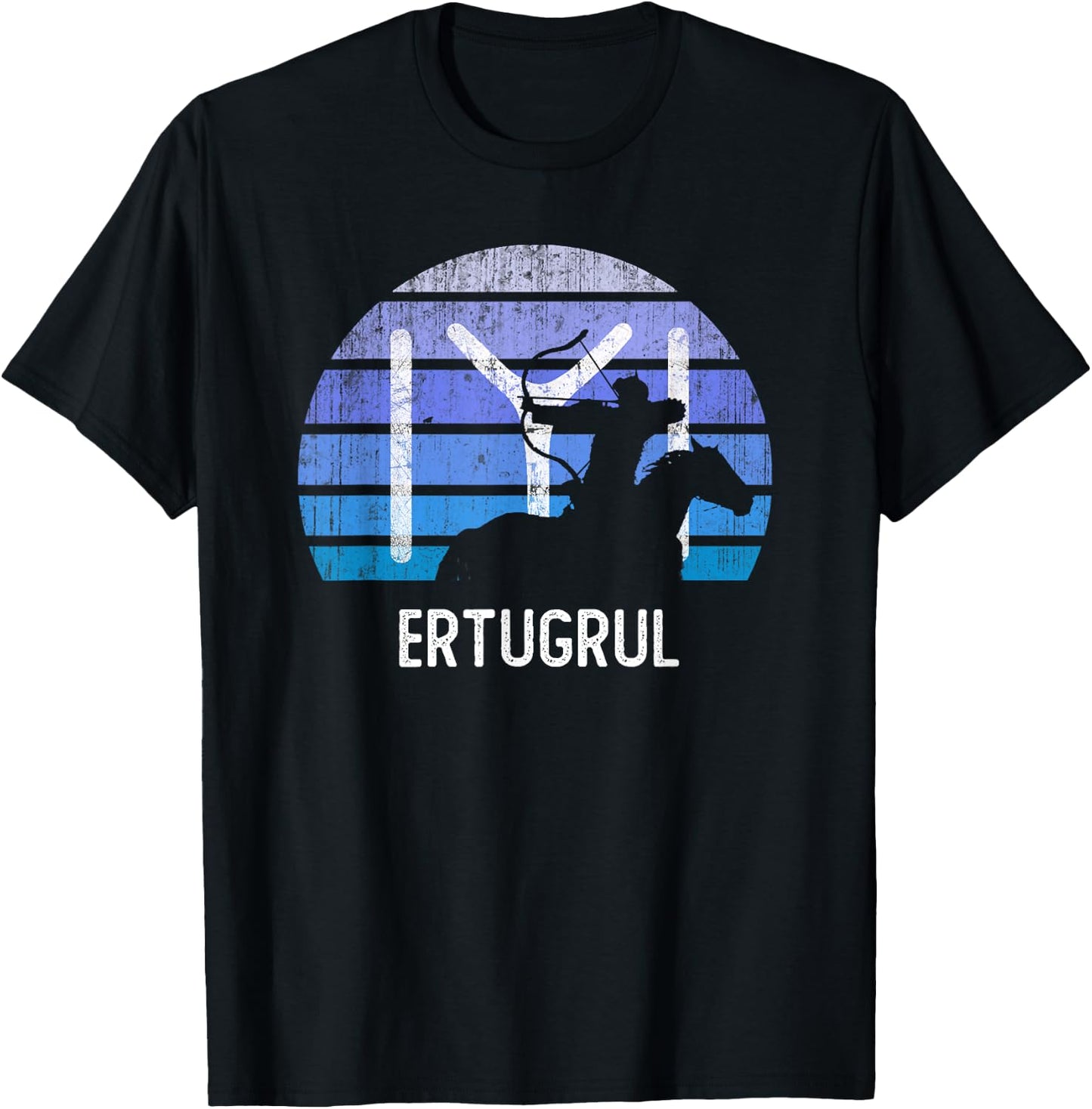 Vintage Ertugrul Horse Archer Kayi Flag Symbol Horseman T-Shirt - T-Shirt | Black