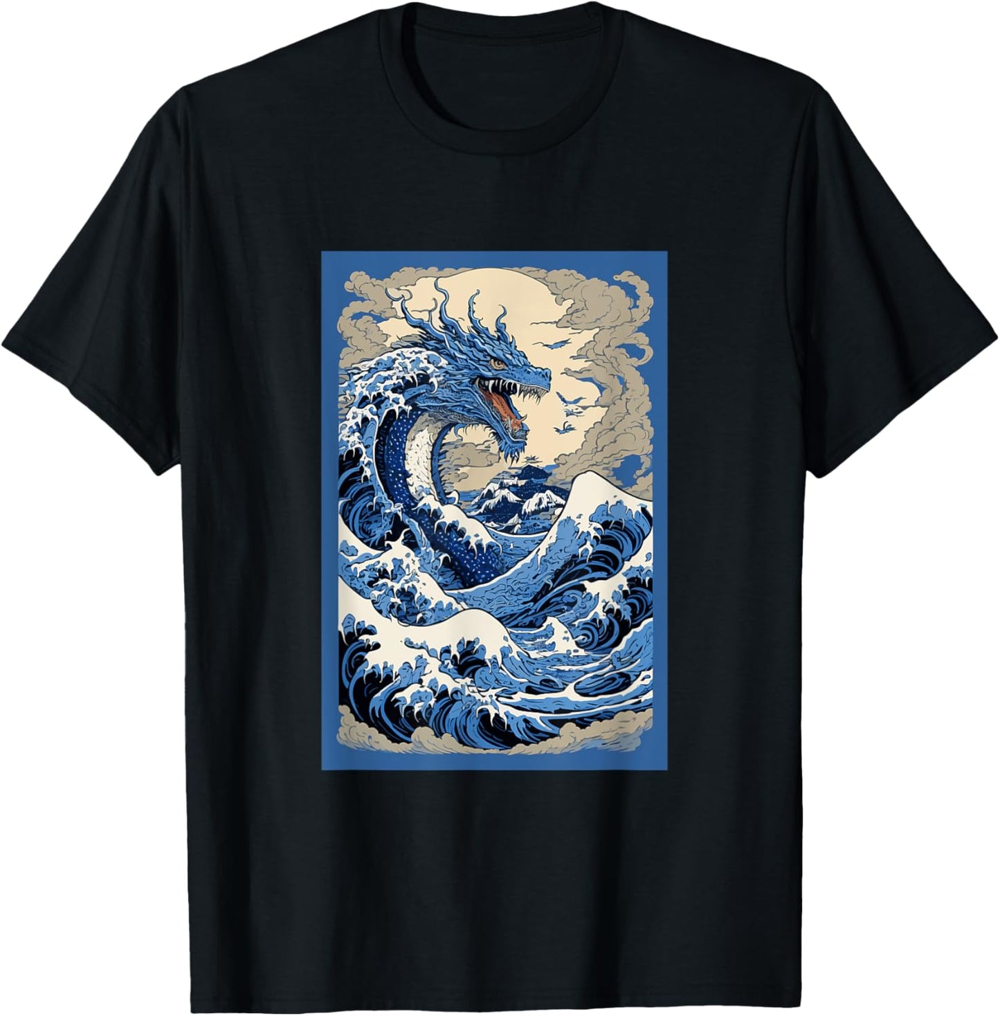 Chinese Dragon Hokusai Great Wave Off Kanagawa Japanese Art T-Shirt - T-Shirt | Black