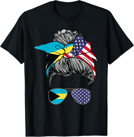 Bahamas Women Bahamian Flag American Heritage USA Bahamas T-Shirt - T-Shirt | Black