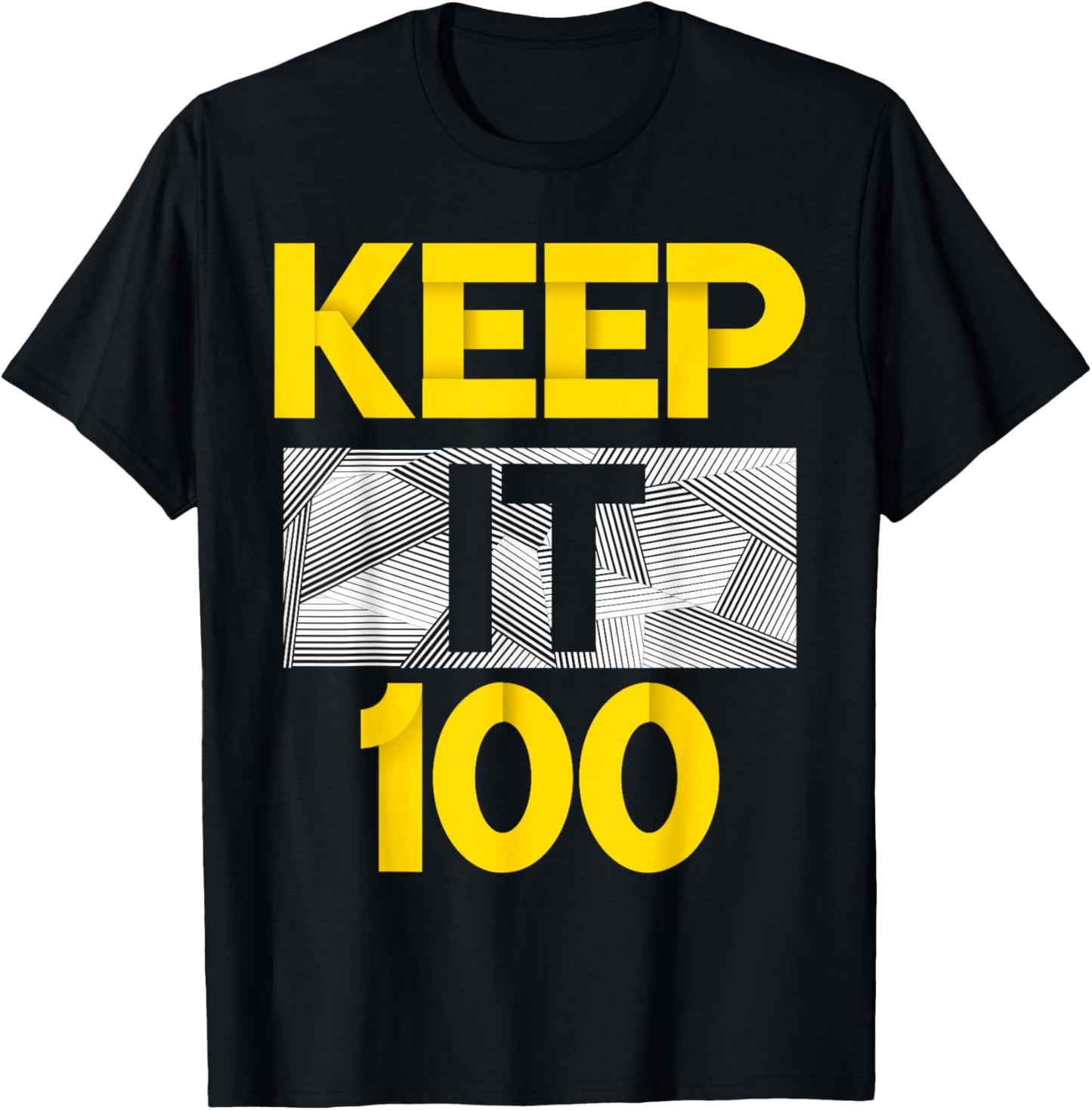 University-Gold Keep It 100 Varsity-Gold Color Graphic T-Shirt - T-Shirt | Black