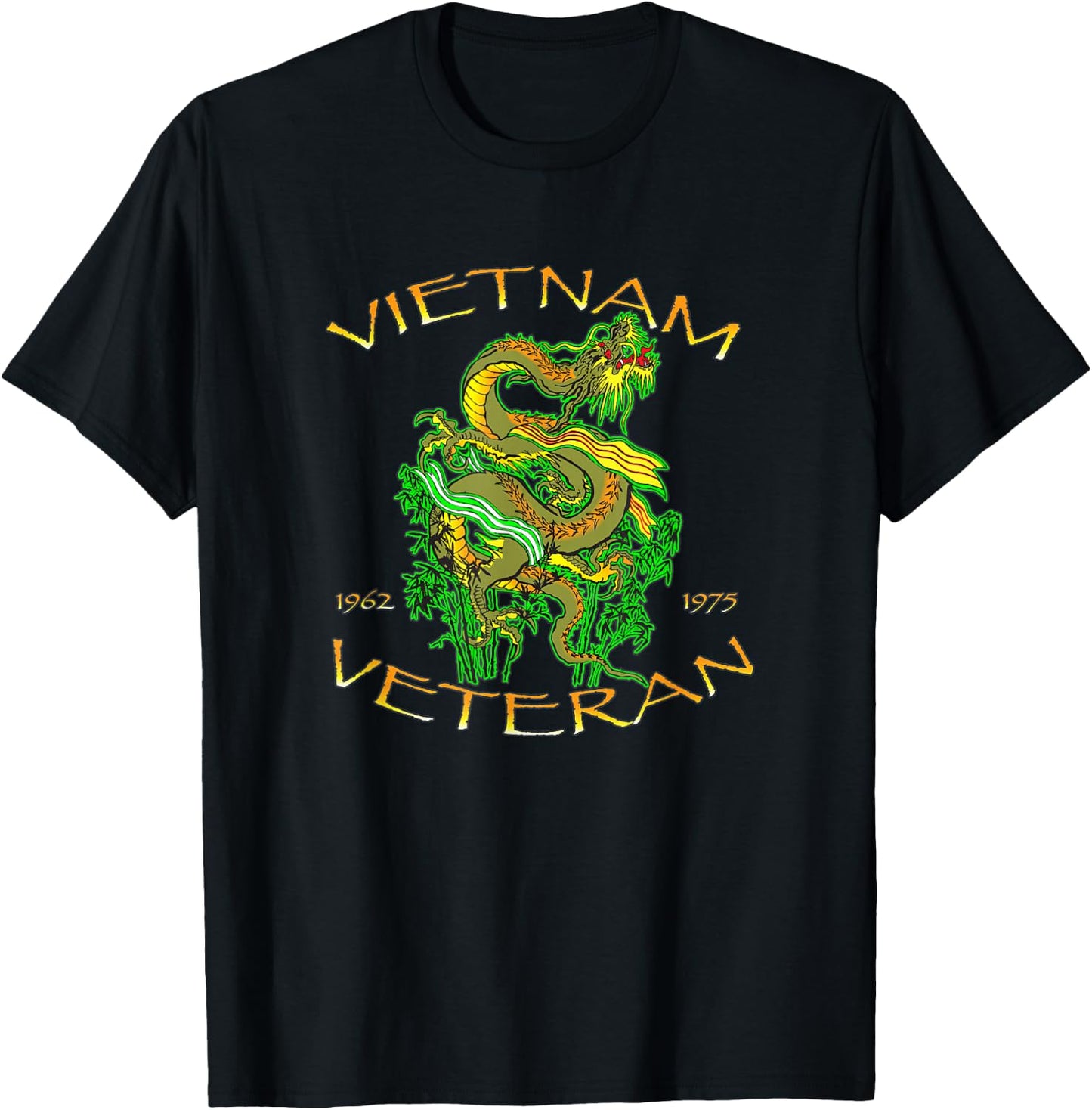 Vietnam Veteran Ribbons and Dragon T-Shirt - T-Shirt | Black